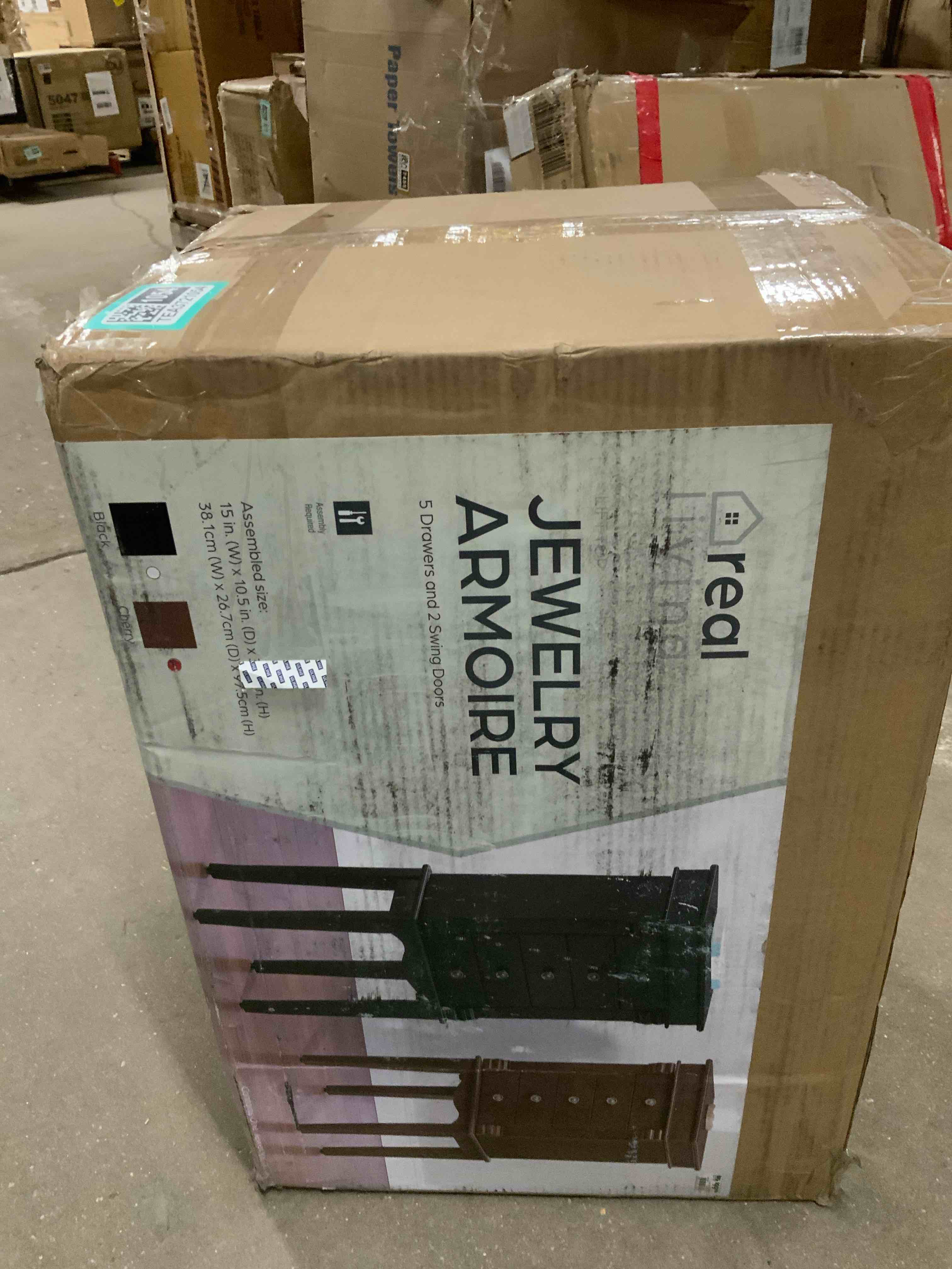 Condition photo showing Good Condition for 5 Drawer JEWELRY ARMOIRE W / Swing Doors