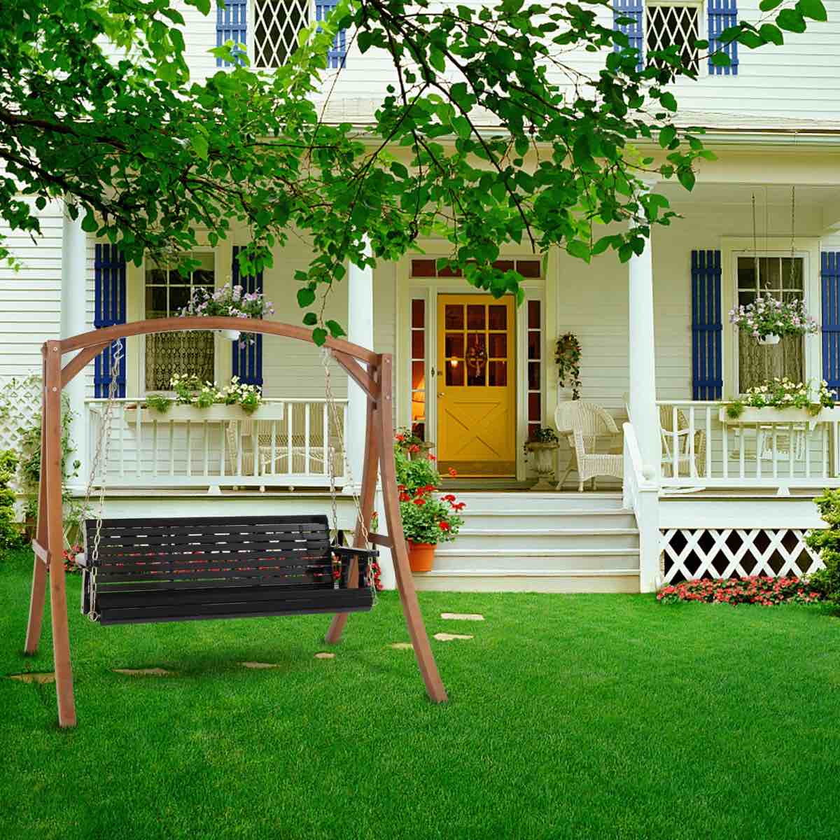 Katheryn Solid Wood Porch Swing