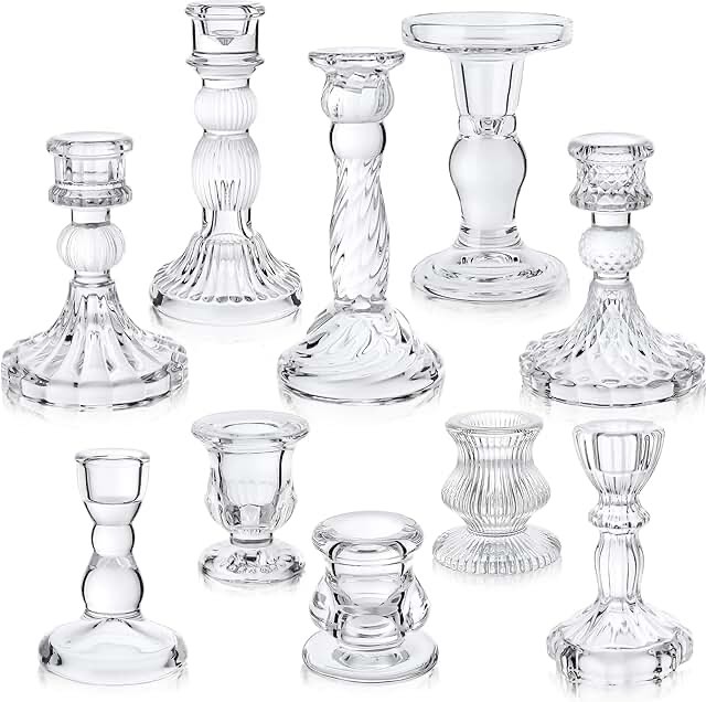 (only one) clear glass taper candle holder
