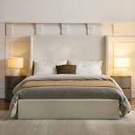 Upholstered Wingback Bed with High Headboard (King)