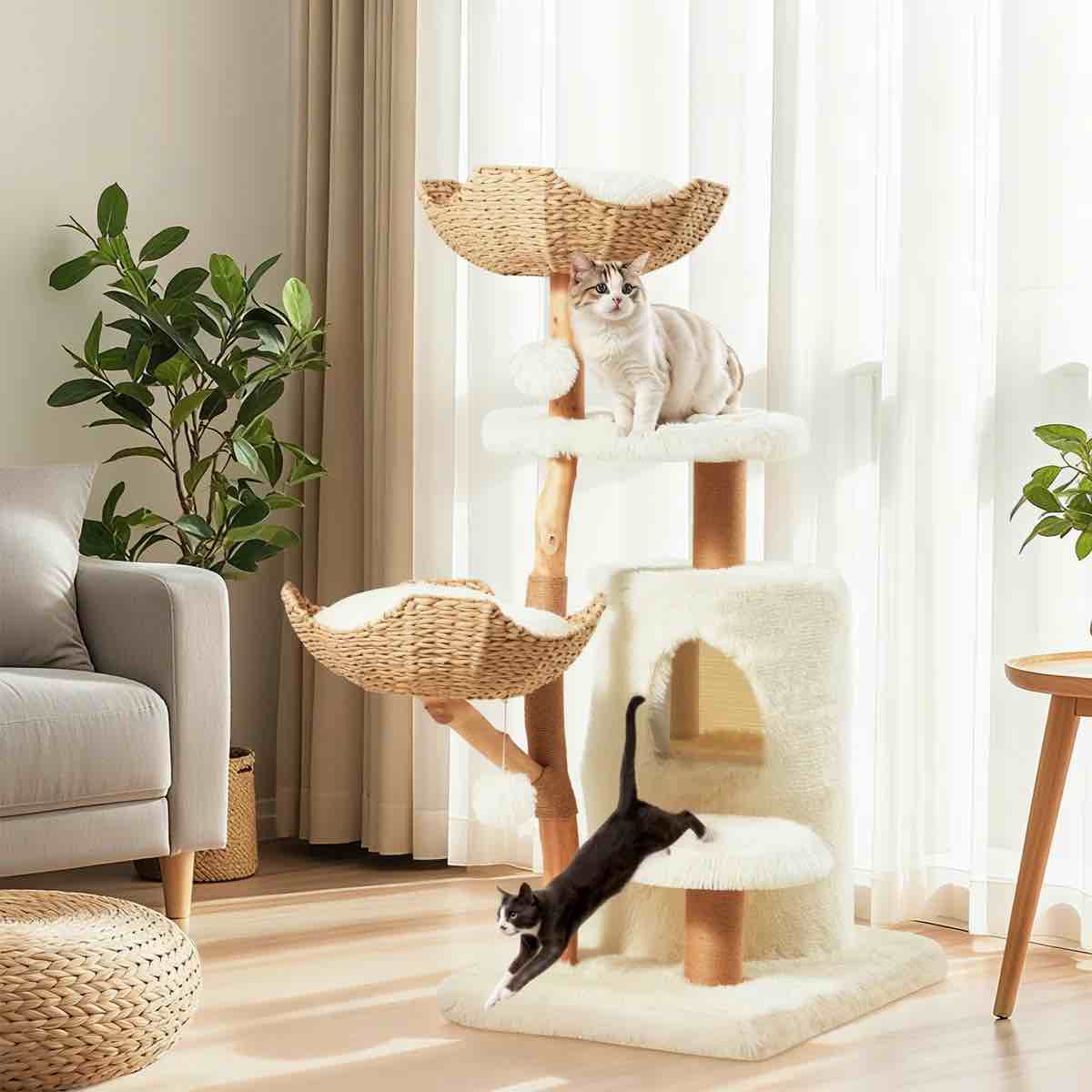 52" Tall Wooden Cat Tree