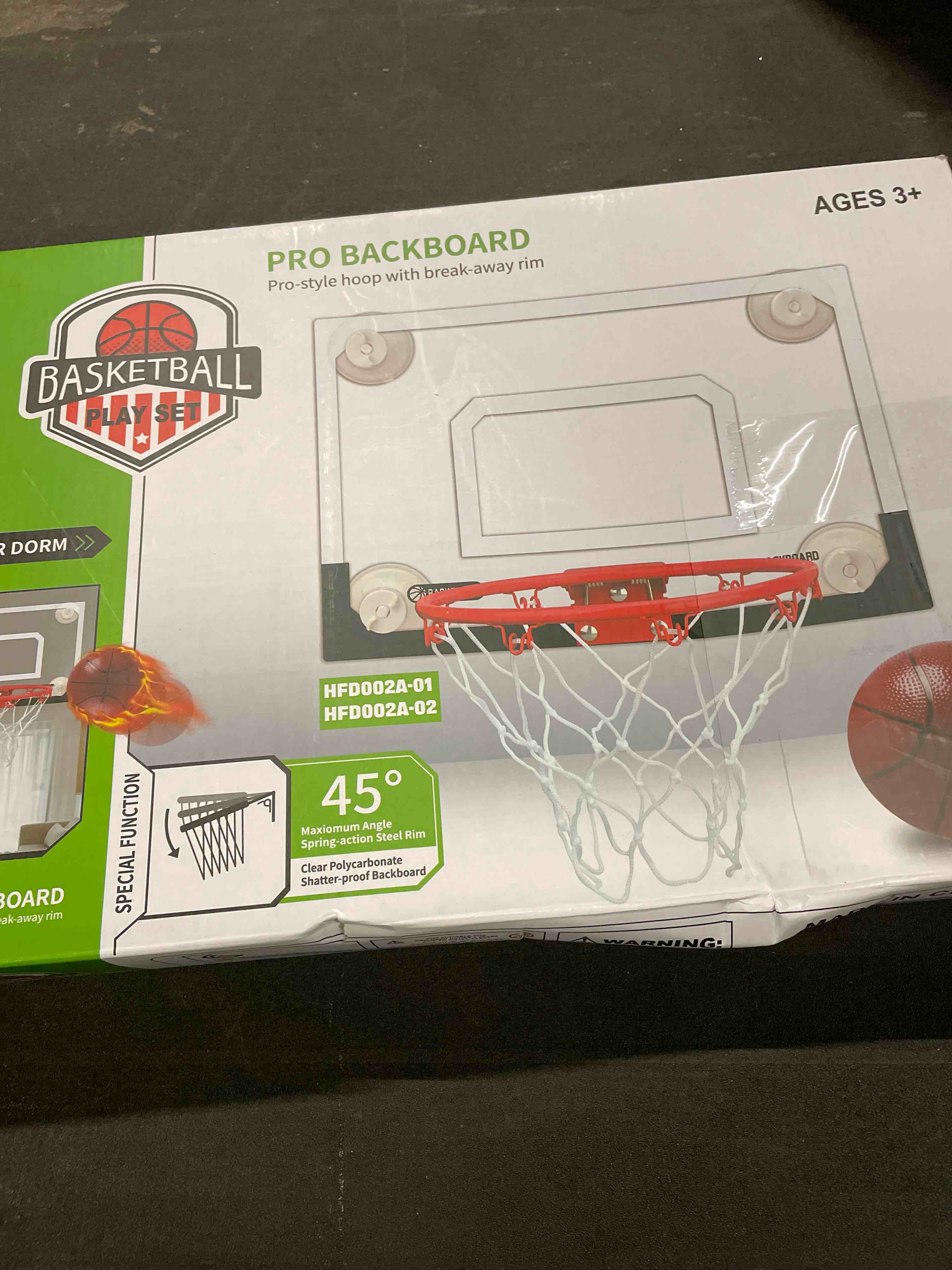 Condition photo showing Good Condition for RUNBOW Indoor Mini Basketball Hoops Backboard with Powerful Suction Cups,Wall Mounted Door Basketball Hoops,Toys with Balls Gifts for Kids Boys Teens (43x30CM Black-White with Scorer)