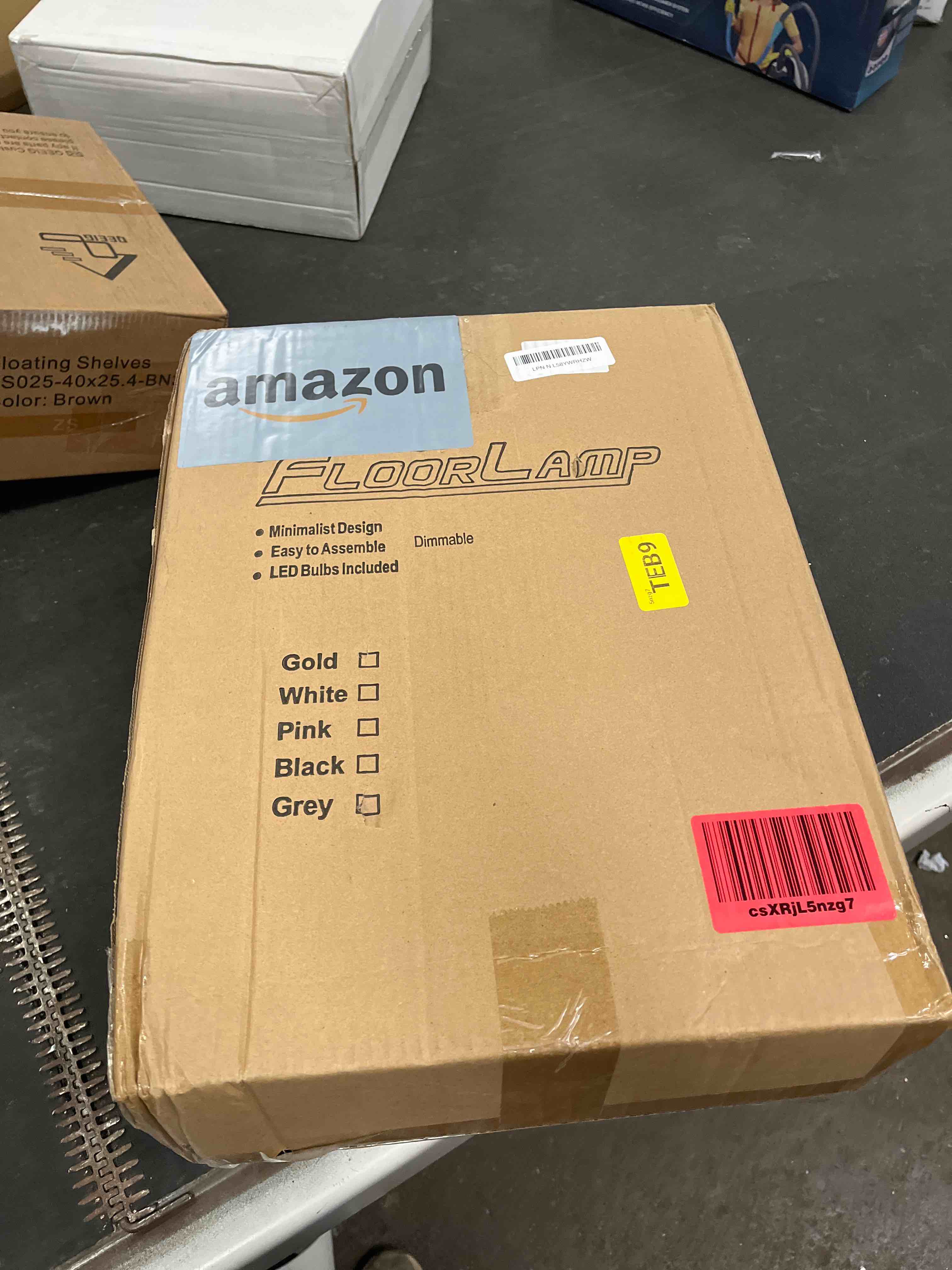 Condition photo showing As Is for Fiqevs 3 Globe Mid Century Modern Floor Lamp for Living Room, Gold Standing Lamp with Frosted Glass Shade and 3x2700K Warm LED Bulbs, Vintage Retro Tall Lamps for Bedrooms, Office - Antique Brass 3 Globe Gold