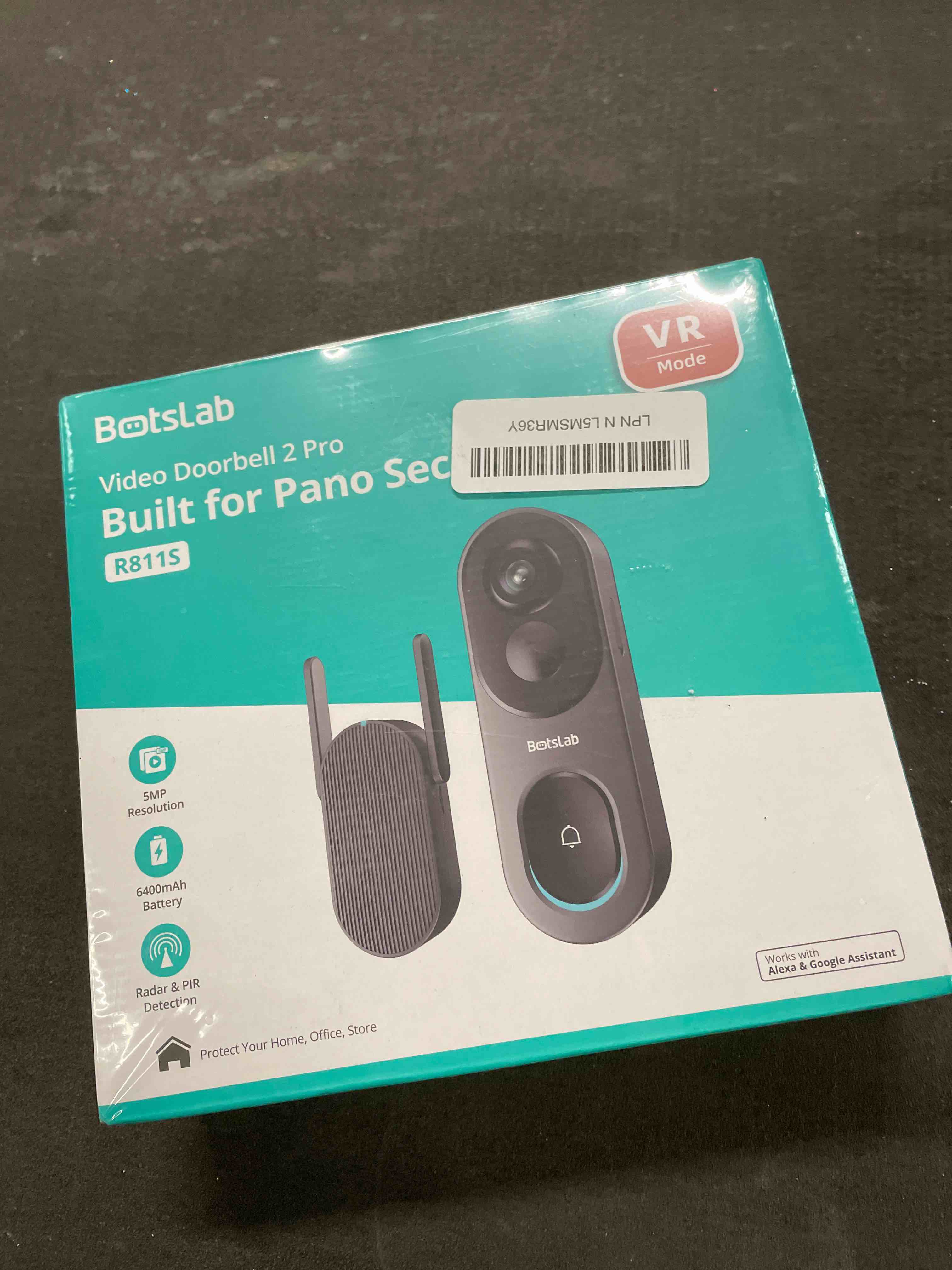 Condition photo showing Good Condition for BOTSLAB 5MP Wireless Video Doorbell Camera,180° Head-to-Toe View, AI Motion Detection, VR Mode, Battery or Wired Powered, Easy Installation, Weatherproof, No Monthly Fee, 2.4GHz WiFi Dark Grey