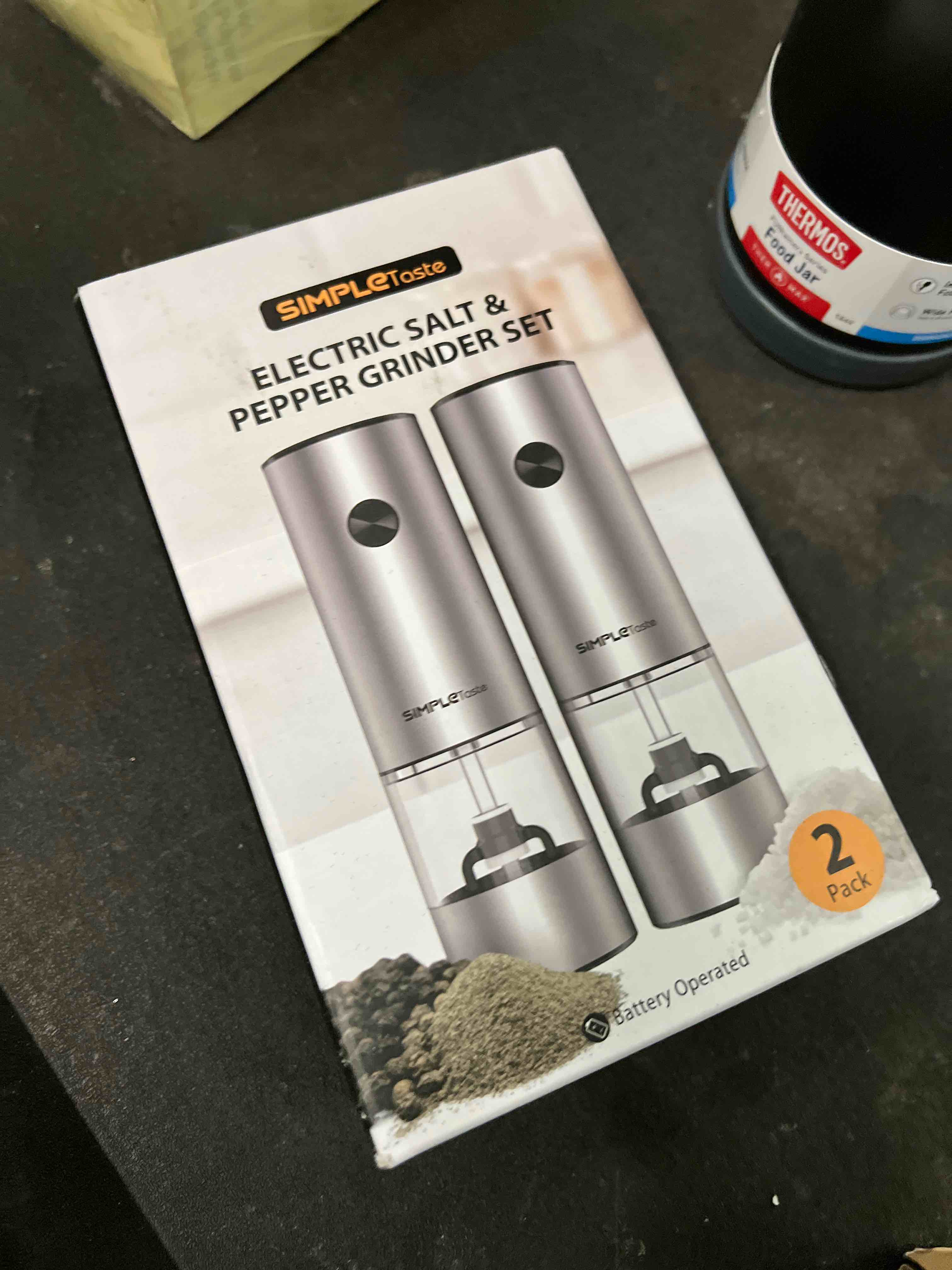 Condition photo showing Good Condition for SIMPLETASTE Electric Salt and Pepper Grinder Set, Automatic One Handed,Stainless Grinders with Lights and Adjustable Coarseness,Battery Operated Silver Set of two