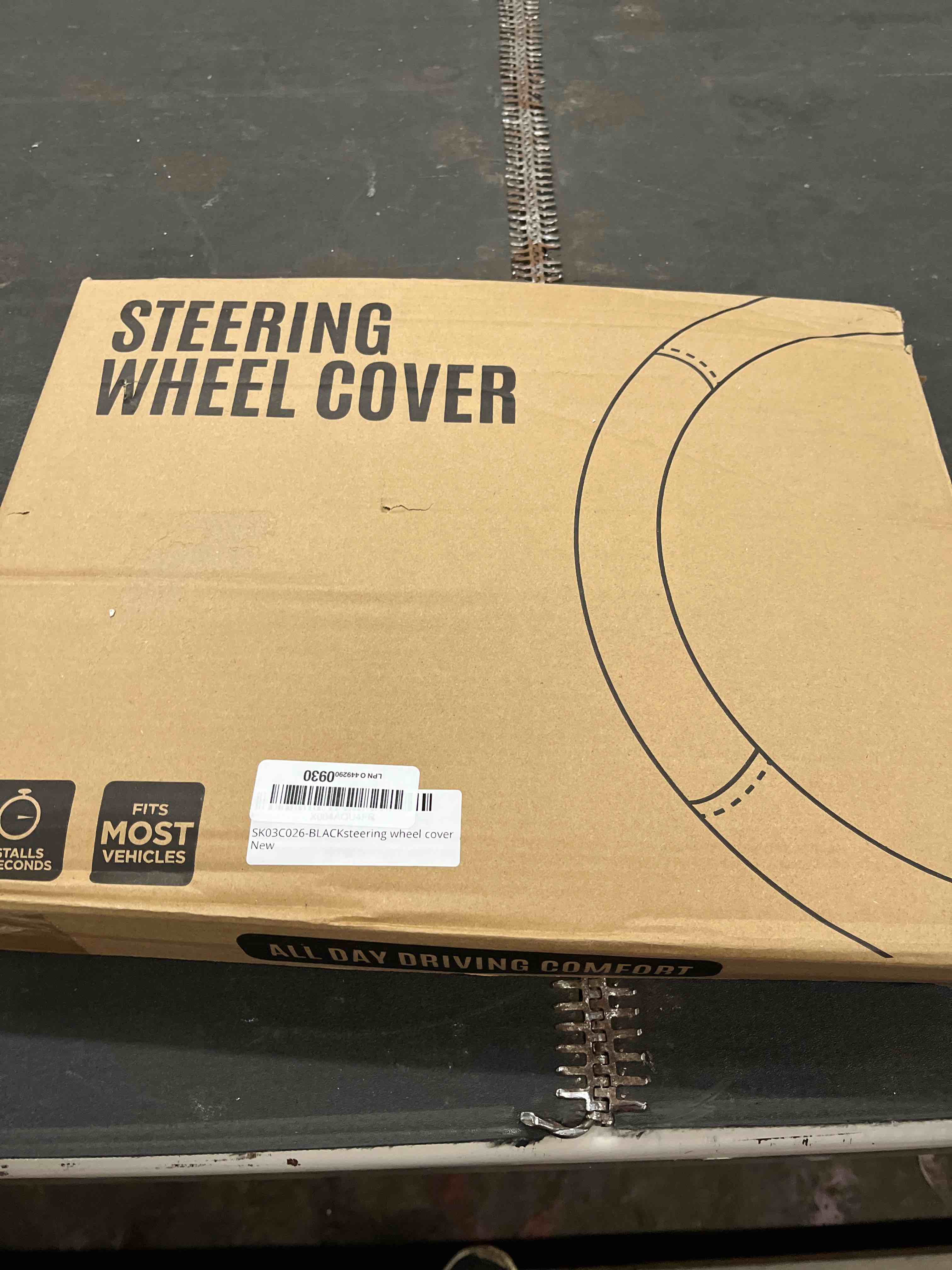 Condition photo showing Good Condition for Skechers Steering Wheel Cover, Memory Foam Car Steering Wheel Cover,14.5-15inch Anti-Slip Safety Comfortable Desgin, Universal Accessory for Diverse Cars, Truck,SUV (Black & Black)