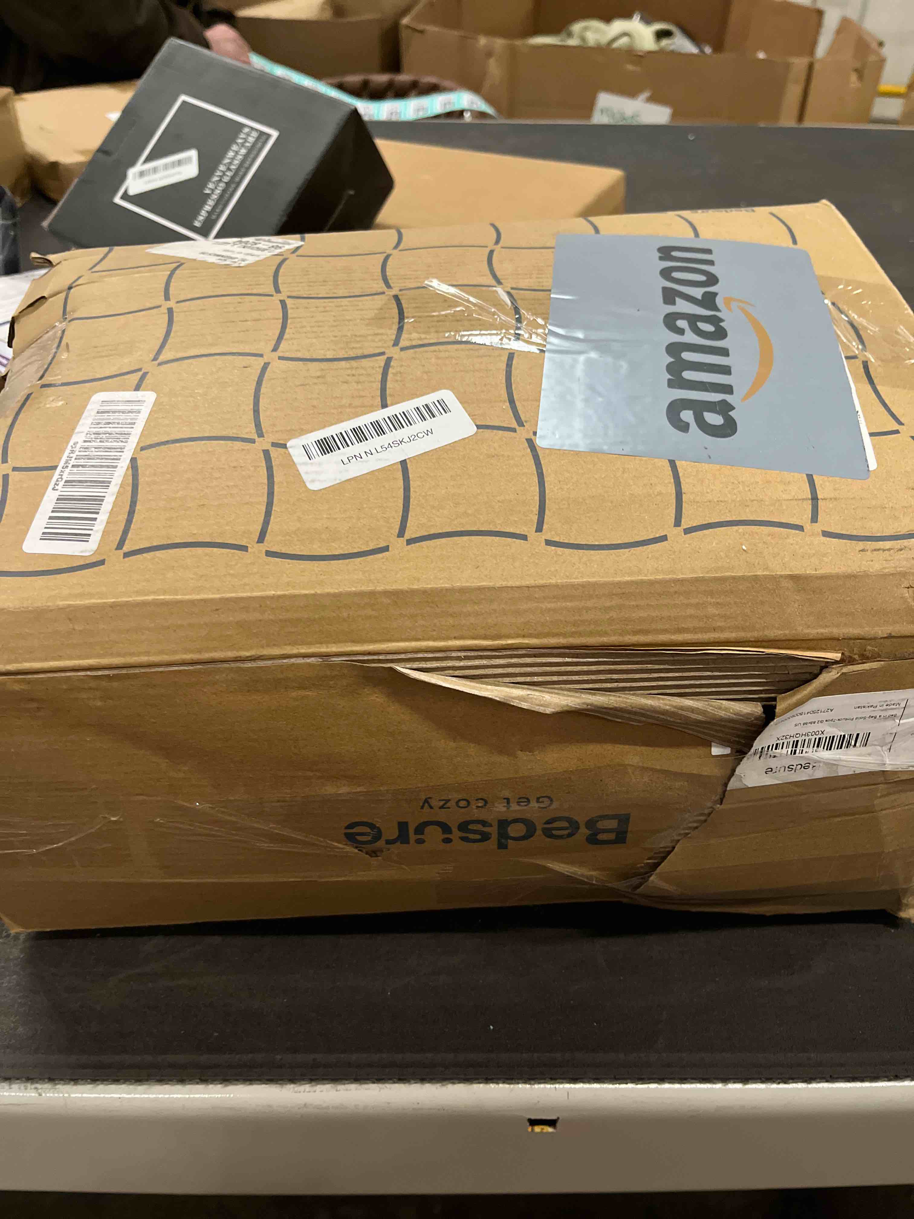 Condition photo showing Good Condition for Bedsure Queen Comforter Set Grey - Bed in a Bag Queen Size Bedding 7 Pieces, GentleSoft™ Pintuck Bed Set Gift for Family, Pinch Pleat All Season Comforter with Sheets, Pillowcases & Shams Queen 01 - Grey