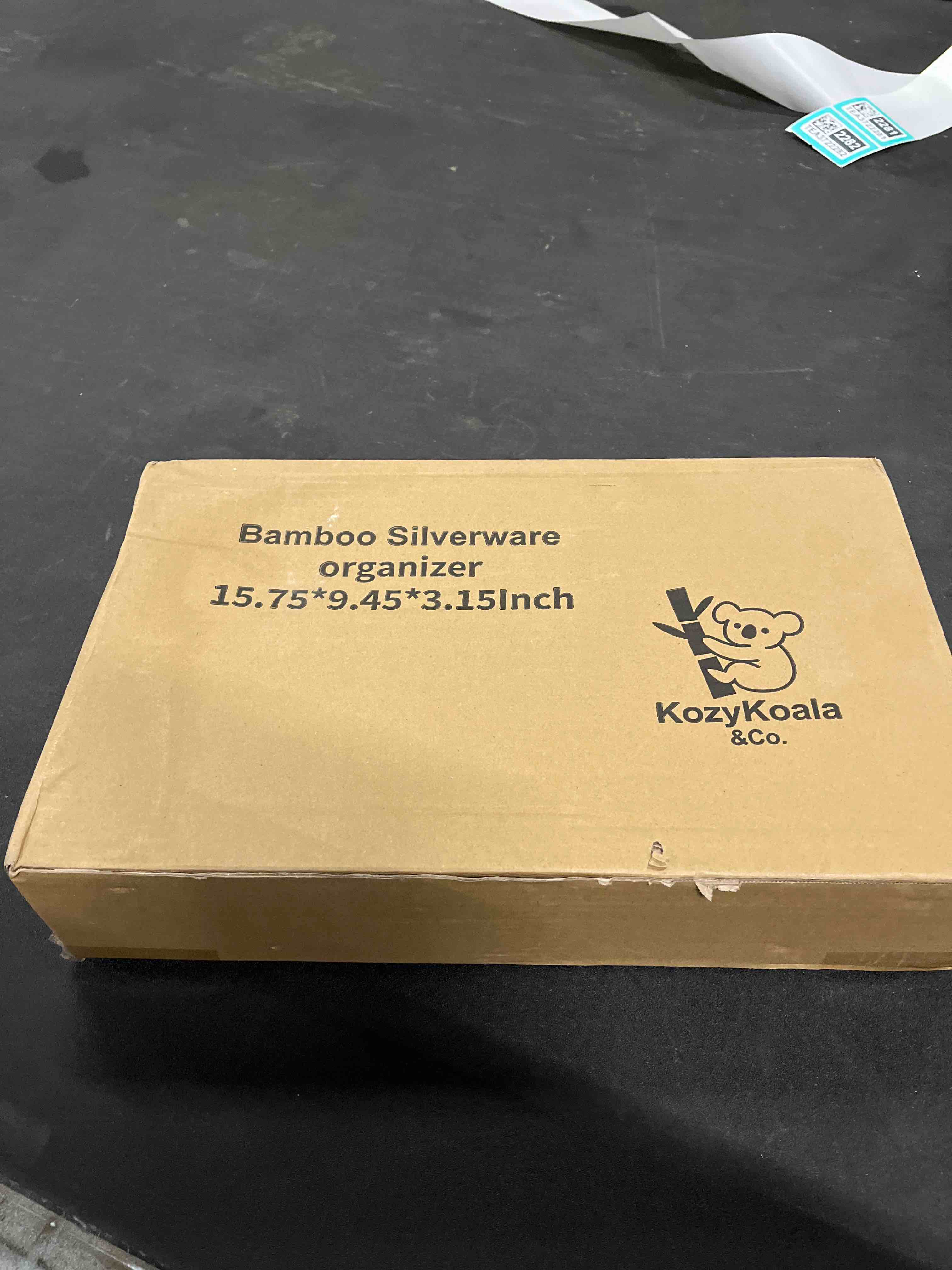 Condition photo showing Good Condition for KozyKoala & Co. Bamboo Drawer Organizer with Sliding Lid - 5 Slot Kitchen Drawer Organizer & Utensil Holder - Wood Bamboo Cutlery Tray for Flatware, Gadgets & Multipurpose Storage for Home & Office