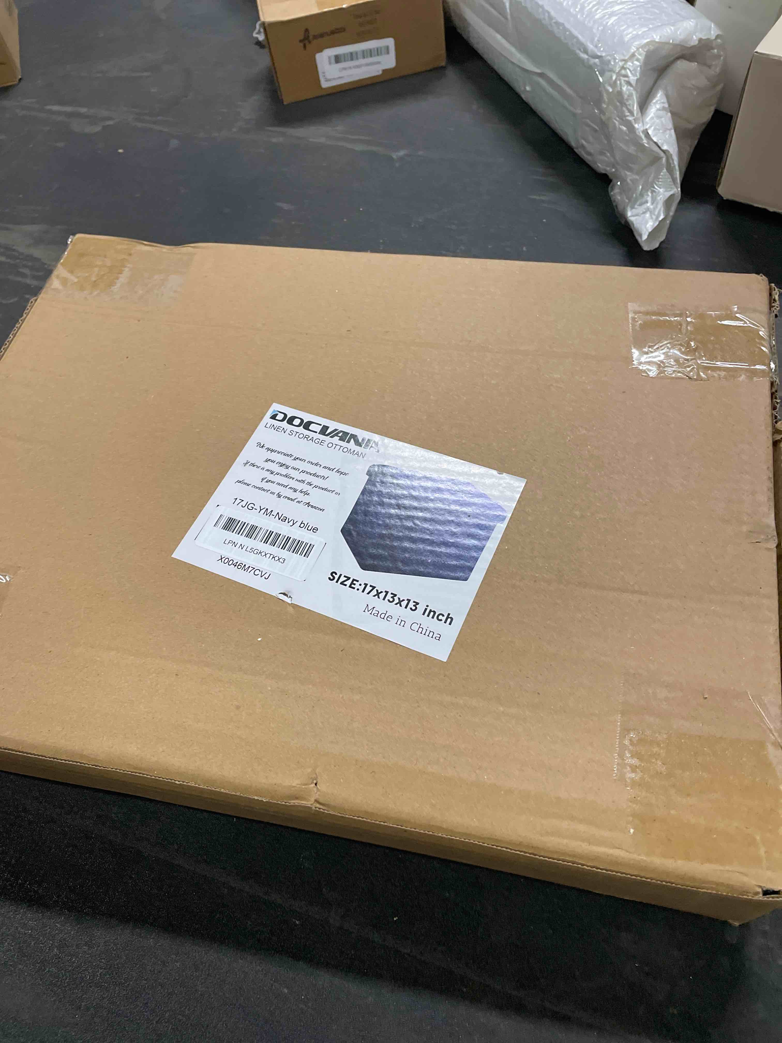 Condition photo showing Good Condition for Ottoman Storage Ottoman Foot Rest Stool Foldable Bench Student Dormitory Bedroom and Entryway Storage 17 X 13 X 13 17X13X13in Navy Blue