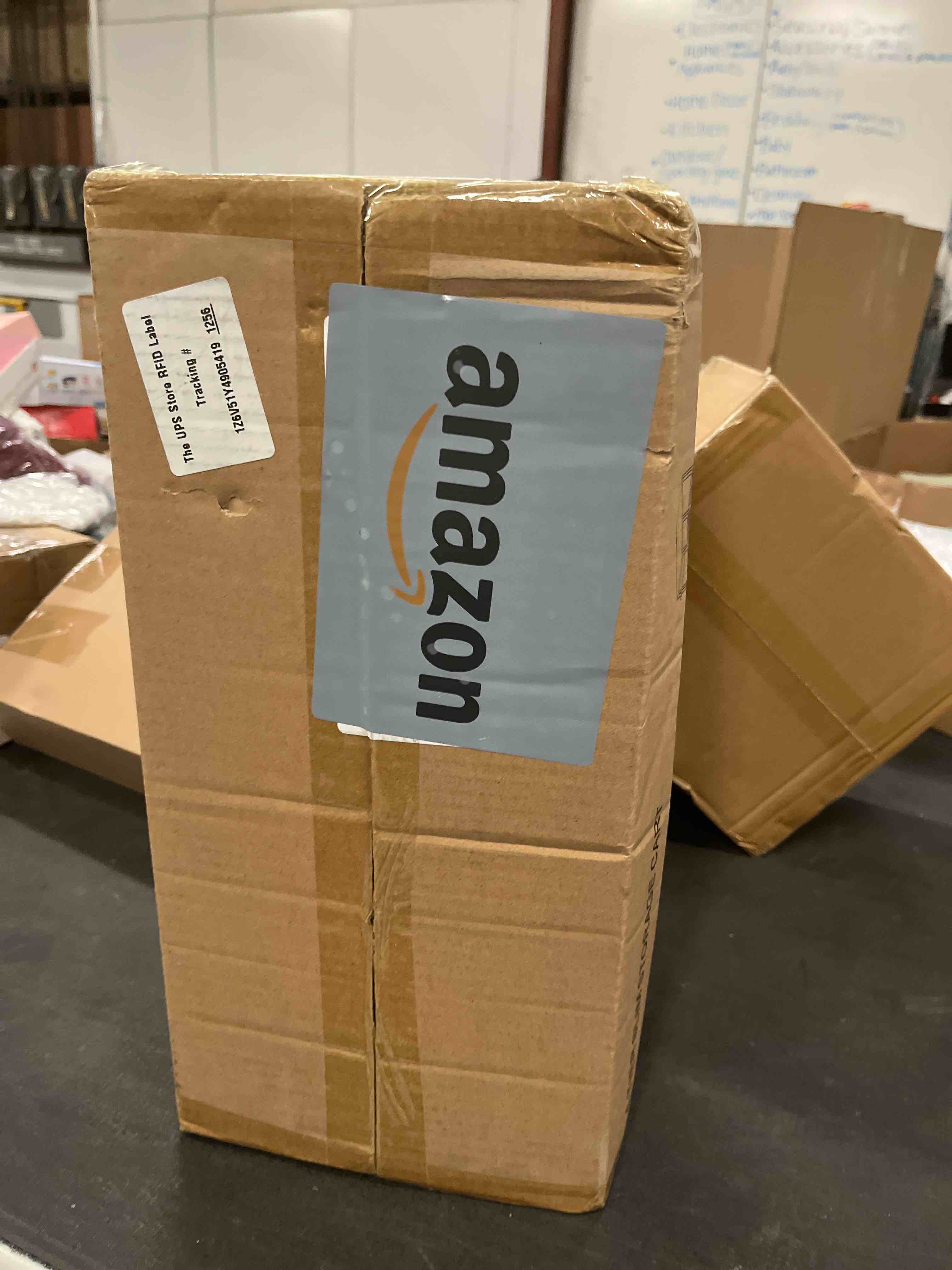 Condition photo showing Good Condition for Slim Storage Cart 4 Tier Narrow Kitchen Rolling Cart on Wheels for Small Space, Mobile Utility Cart Shelving Unit with Wooden Top and Metal Handle for Kitchen, Bathroom, Laundry Room 16.7"Dx7.1"Wx34"H