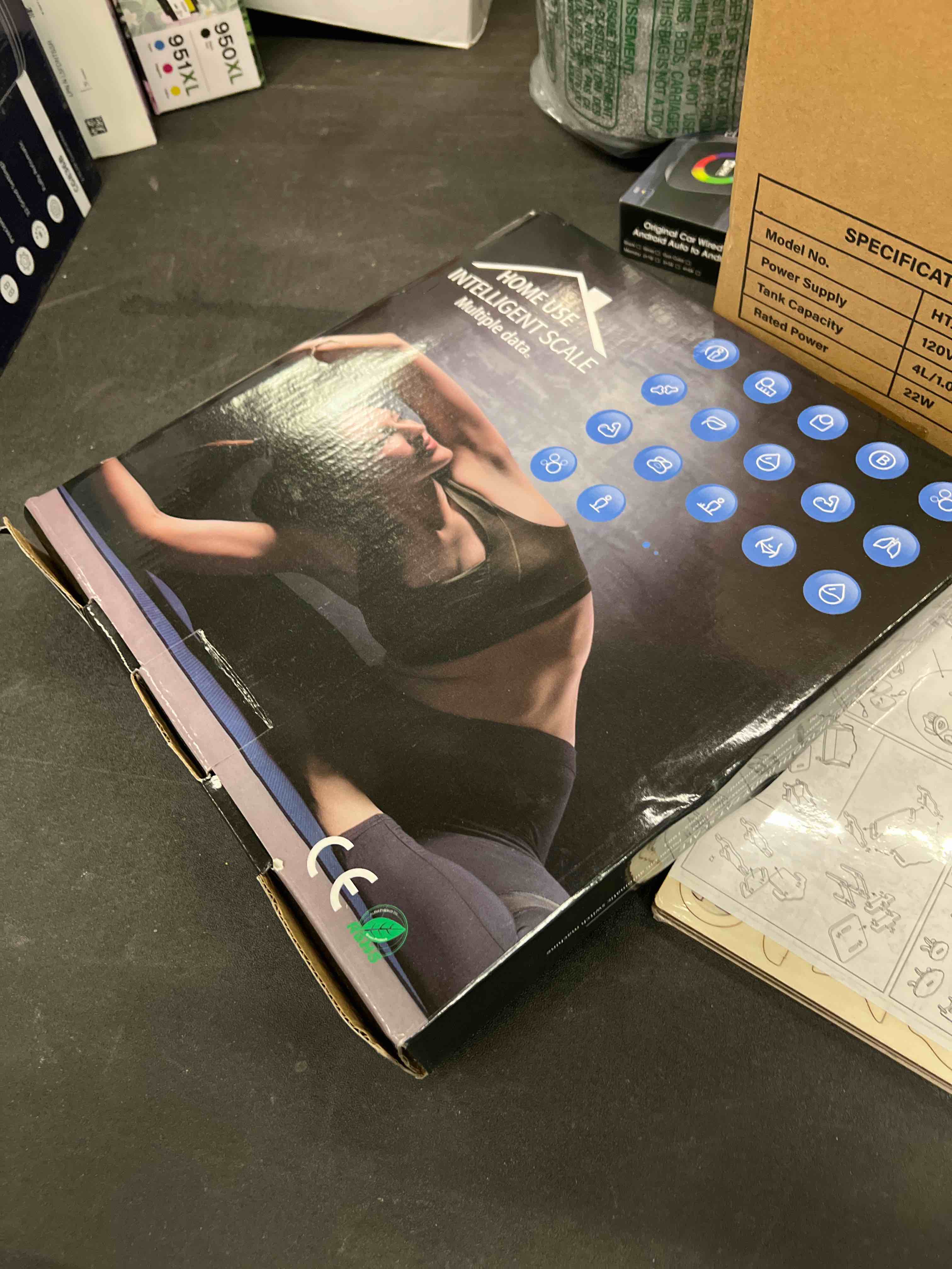 Condition photo showing Good Condition for Digital Simple Bathroom Scale, Home Practical Body Fat Scale with Led Display, Body Composition Analyzer with Smartphone Application (Black & Sliver)