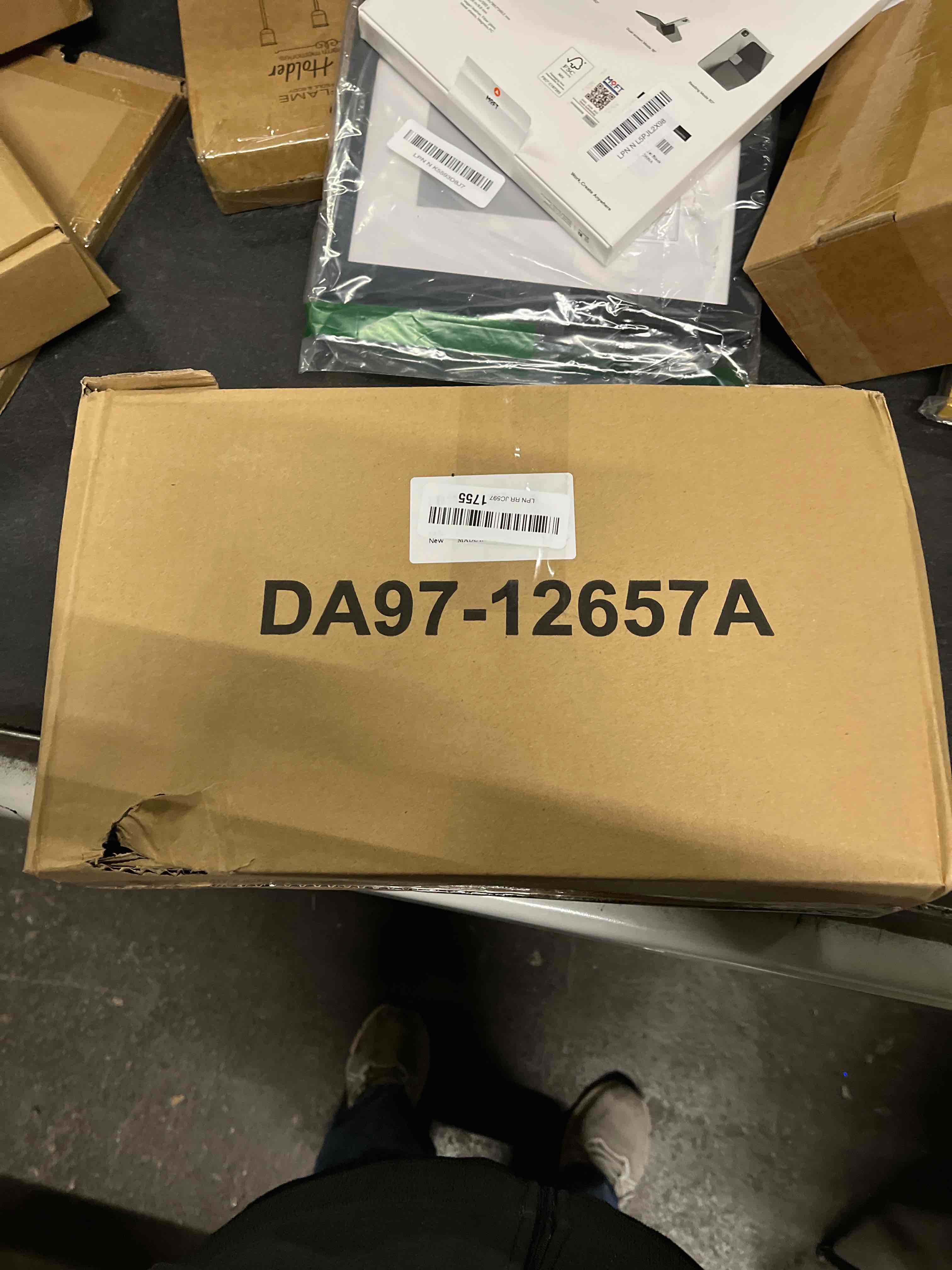 Condition photo showing Good Condition for AMI PARTS DA97-12657A (not DA97-12650A) Refrigerator Door Shelf (LEFT) fit for Samsung Refrigerator Parts RF260BEAESR RF261BEAESR RF261BEAESP Replaces AP5621270 DA63-06867 With Cleaning Cloth