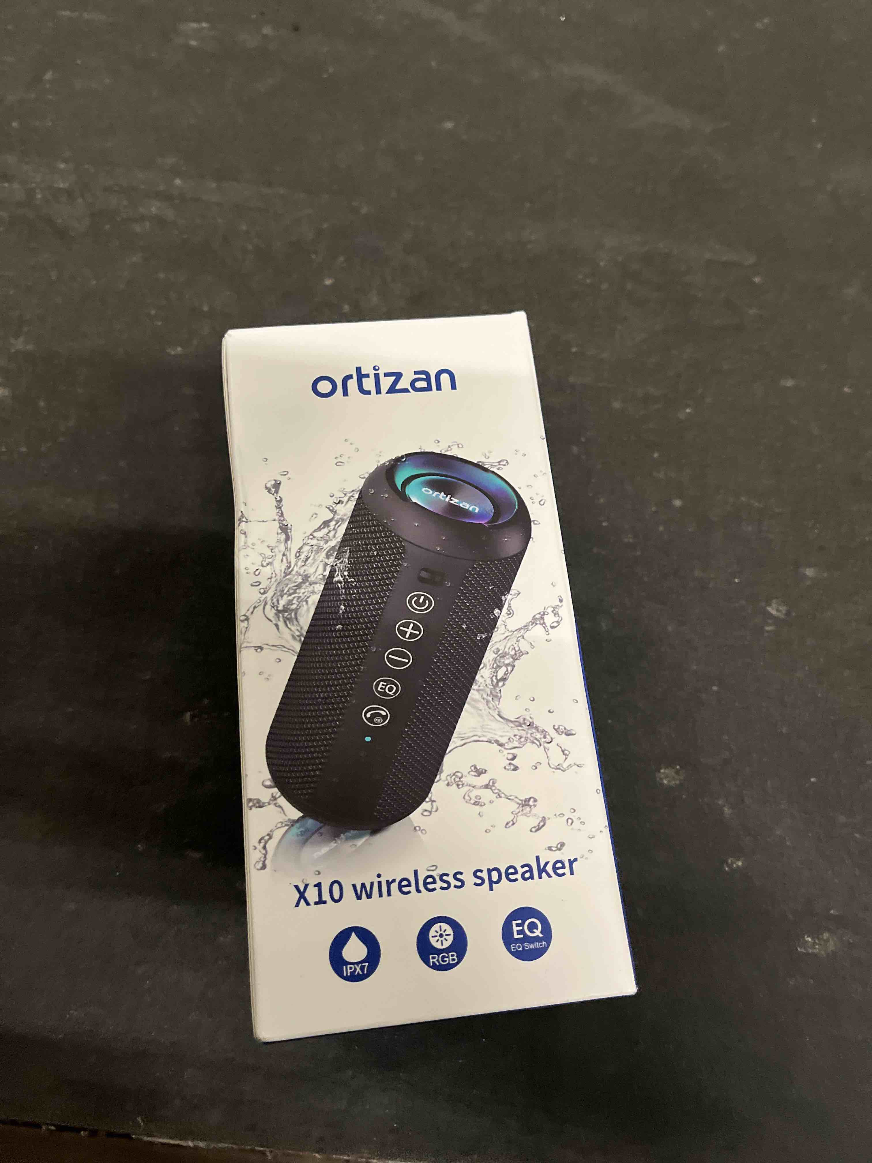 Condition photo showing Good Condition for Ortizan Portable Bluetooth Speaker x Stocking Stuffers: IPX7 Waterproof, Wireless, Big Sound, Deep Bass, Dual Pairing, 30H Playtime, White Elephant Gift for Adults Men Women Teen Boys Girls (Black)