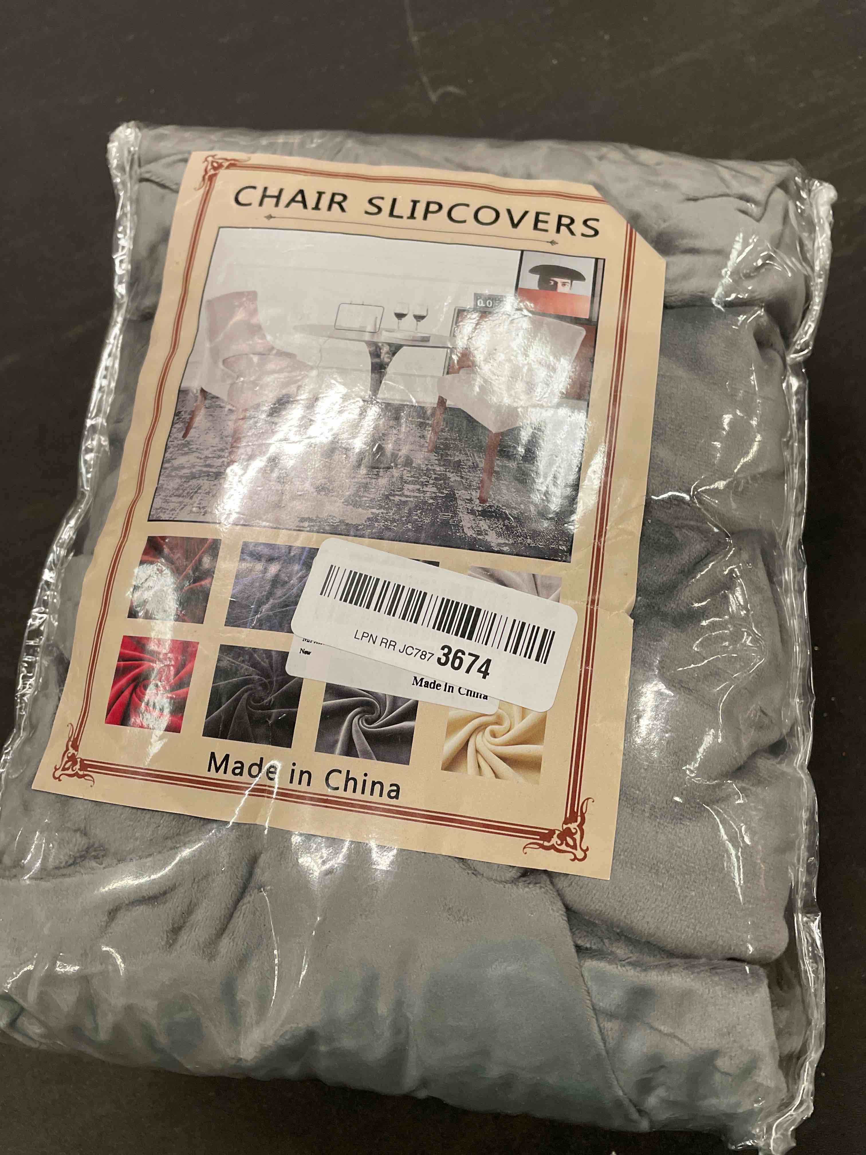 Condition photo showing Good Condition for MIFXIN Velvet Wingback Chair Cover Slipcover Stretch Washable Sloping Armchair Dining Chair Protector Seat Cover for Dining Room Banquet Home Party Decor (Set of 4, Dark Grey) 4 Pcs Dark Grey