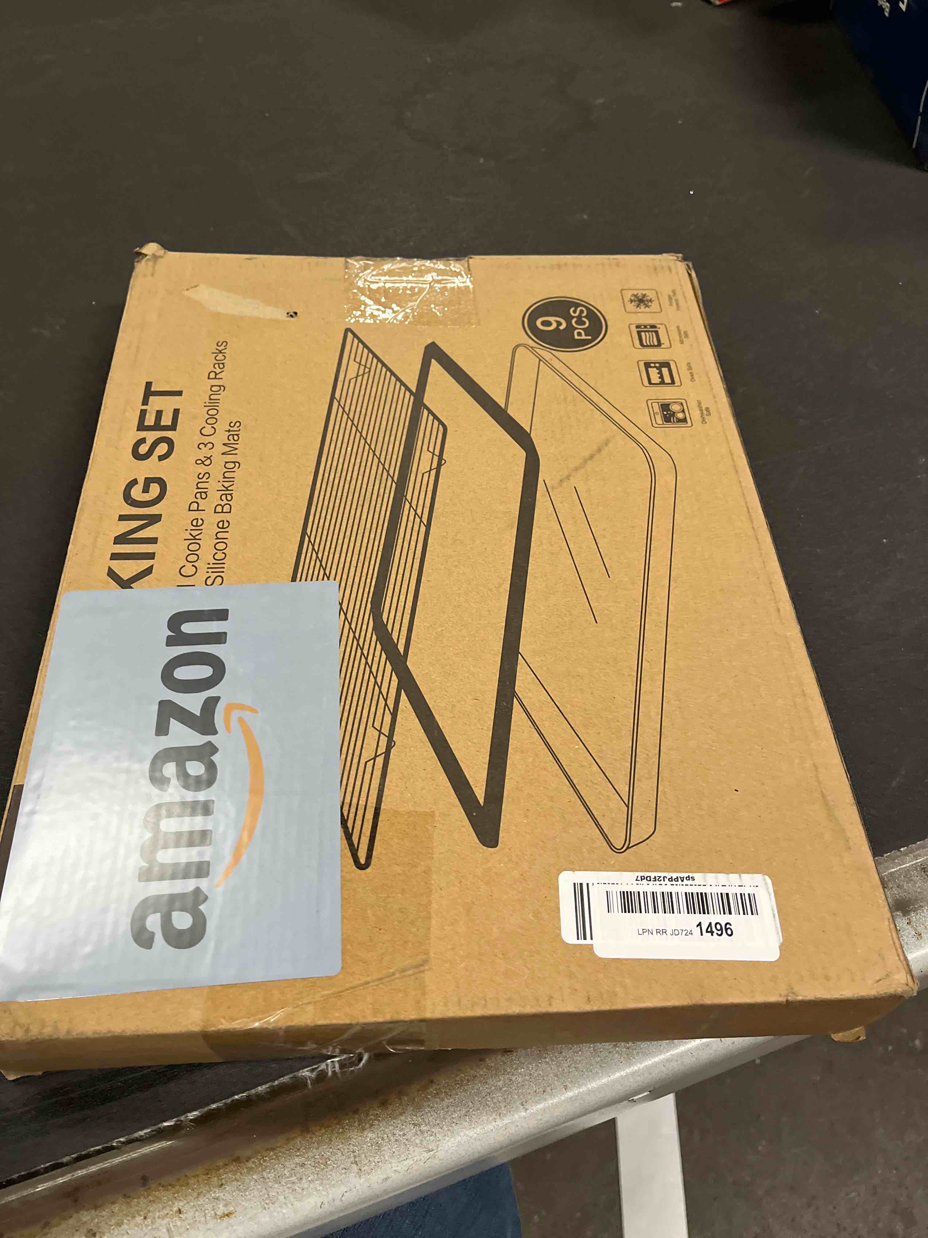 Condition photo showing Good Condition for Stainless Steel Baking Sheet Tray Cooling Rack with Silicone Baking Mat Set, Cookie Pan with Cooling Rack, Set of 9 (3 Sheets + 3 Racks + 3 Mats), 10/12/16 Inch, Easy Clean 9pcs