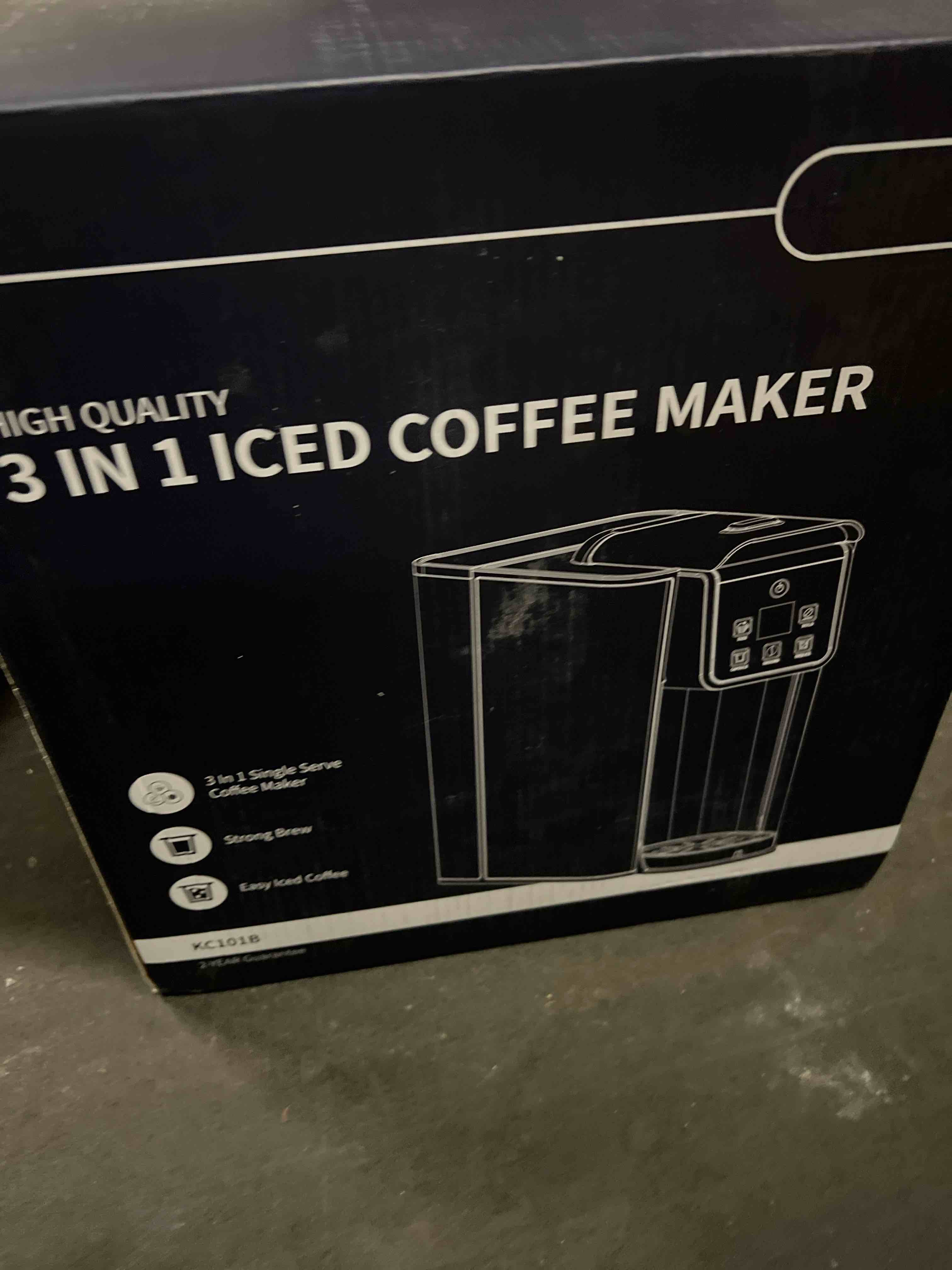 Condition photo showing Good Condition for Hot & Iced Coffee Maker with Bold Setting, Single Serve Coffee Maker for K Cup and Grounds, 6-14 Oz Brew Sizes, 50 Oz Removable Water Tank, One Cup Coffee Machine with Reusable Filter, White Ivory