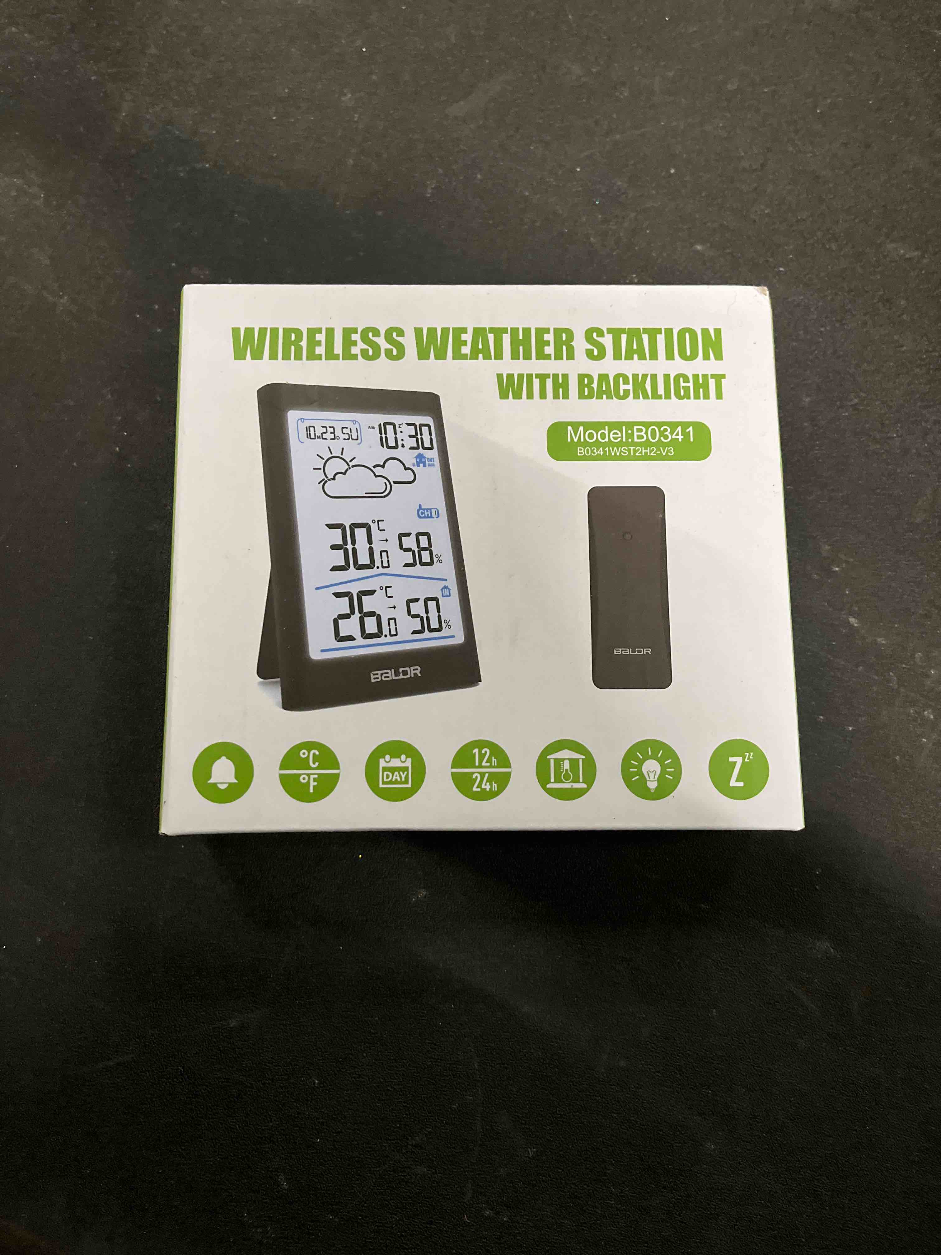Condition photo showing Good Condition for BALDR Indoor Outdoor Thermometer Wireless with Clock, Battery Powered Weather Station Indoor Outdoor, Portable Outside Temperature Monitor for Home Patio White