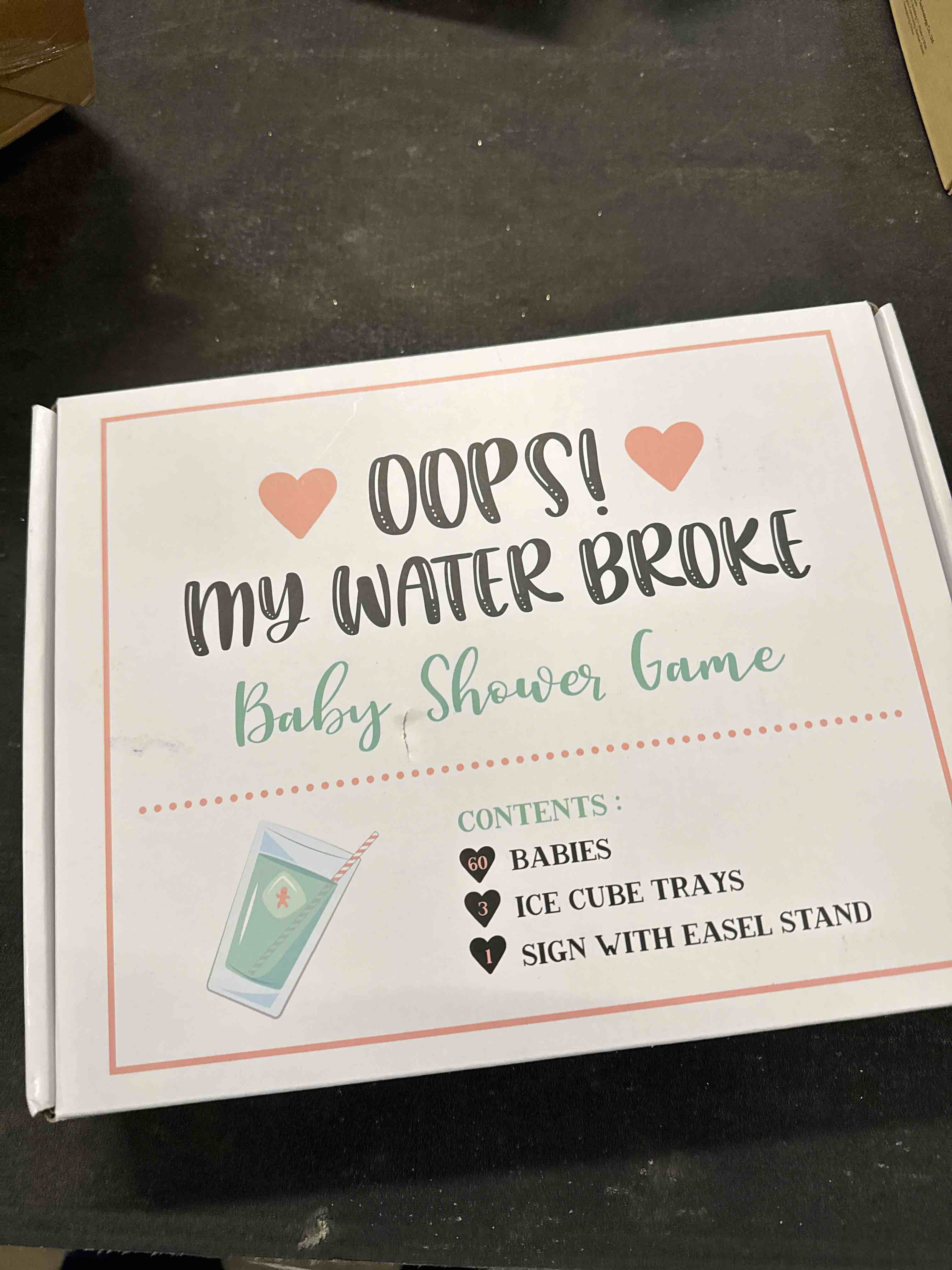Condition photo showing Good Condition for My Water Broke Baby Shower Game with 60 1-Inch Mini Plastic Babies, 3 Ice Cube Trays, and 1 Sign