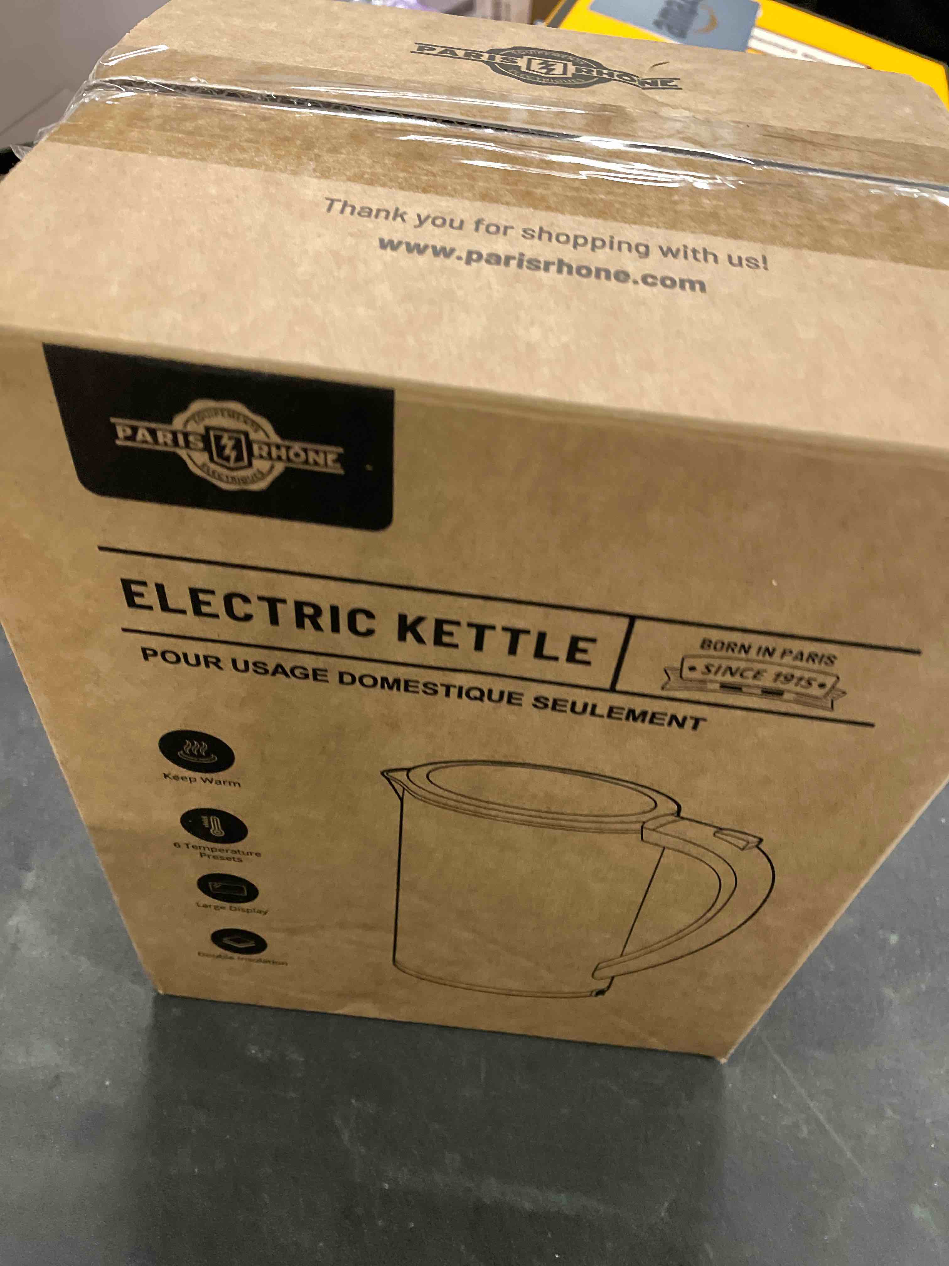 Condition photo showing Good Condition for Electric Tea Kettle, PARIS RHÔNE1.7L Temperature Control Electric Kettle, 4H Keep Warm Water Boiler with 6 Presets, LED Screen Electric Kettles for Boiling Water, Boil-Dry Protection, BPA Free White
