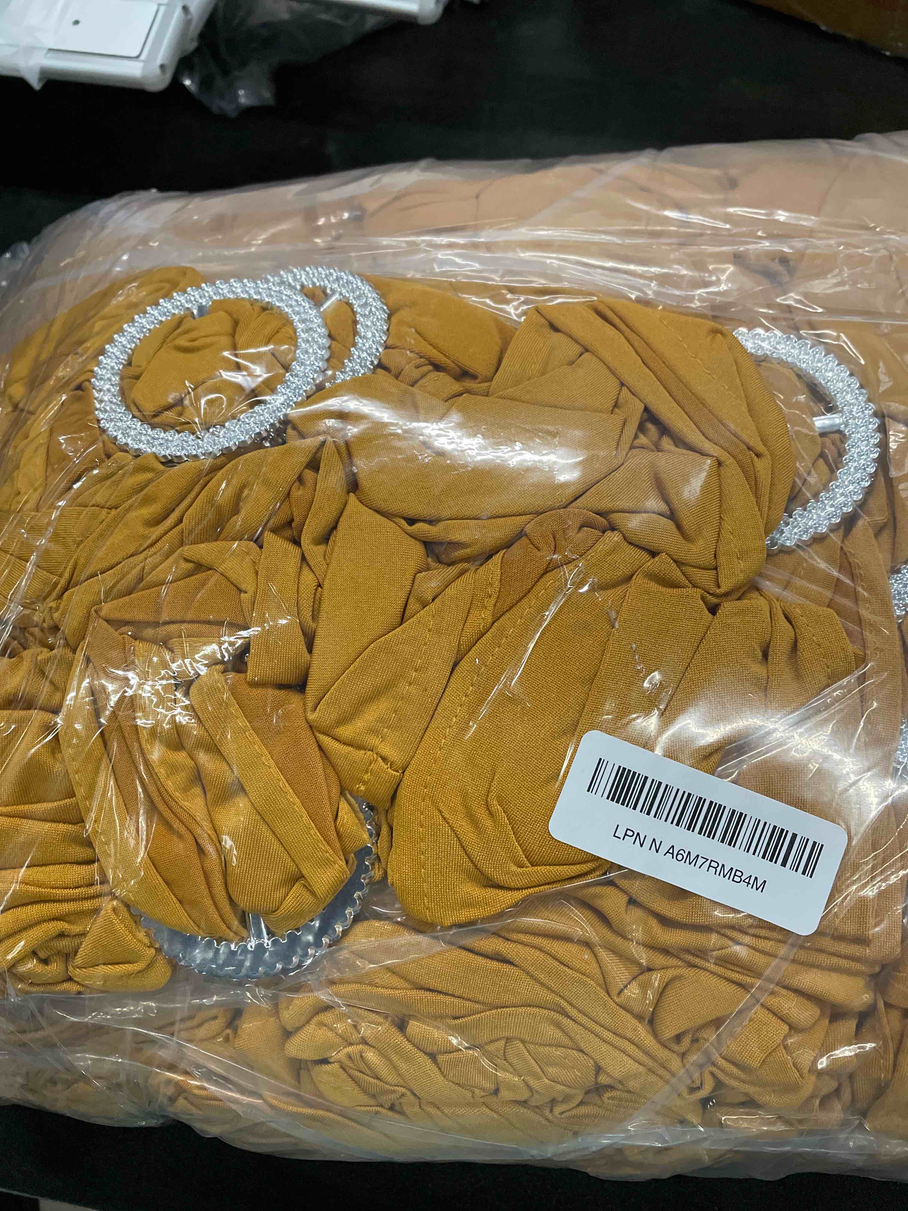 Condition photo showing Good Condition for 150 Pack Spandex Stretch Chair Sashes Bows, Elastic Stretch Chair Cover Bands Ties with Buckle Slider for Wedding Party Ceremony Reception Event Banquet Decoration (Gold)