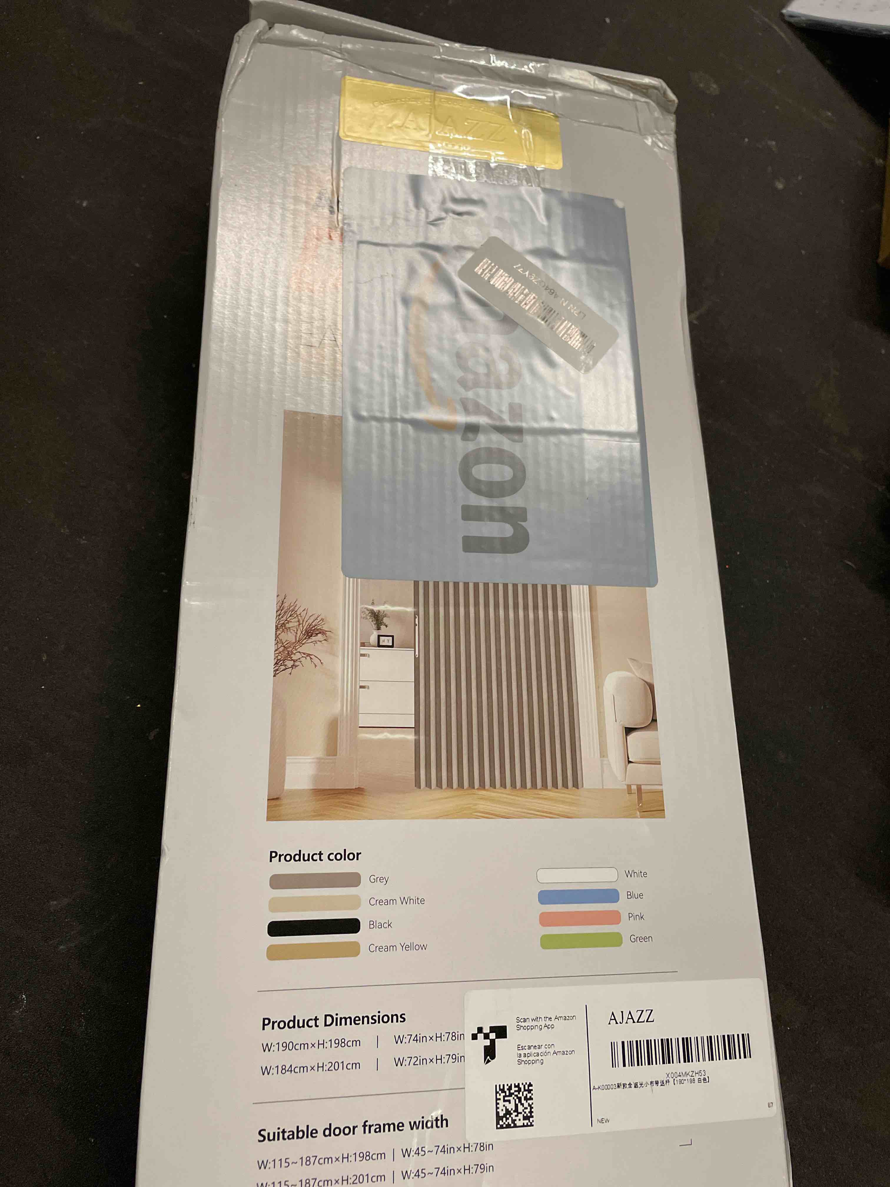 Condition photo showing Good Condition for AJAZZ 100% Blackout Accordion Doorway Curtain Sets Magnetic Door Curtain Patio Door Invisible Folding Door for Bedroom Living Room (1 Pack, 74 W x 78 L, White+Rod) 74"W x 78"L (Pack of 1) White