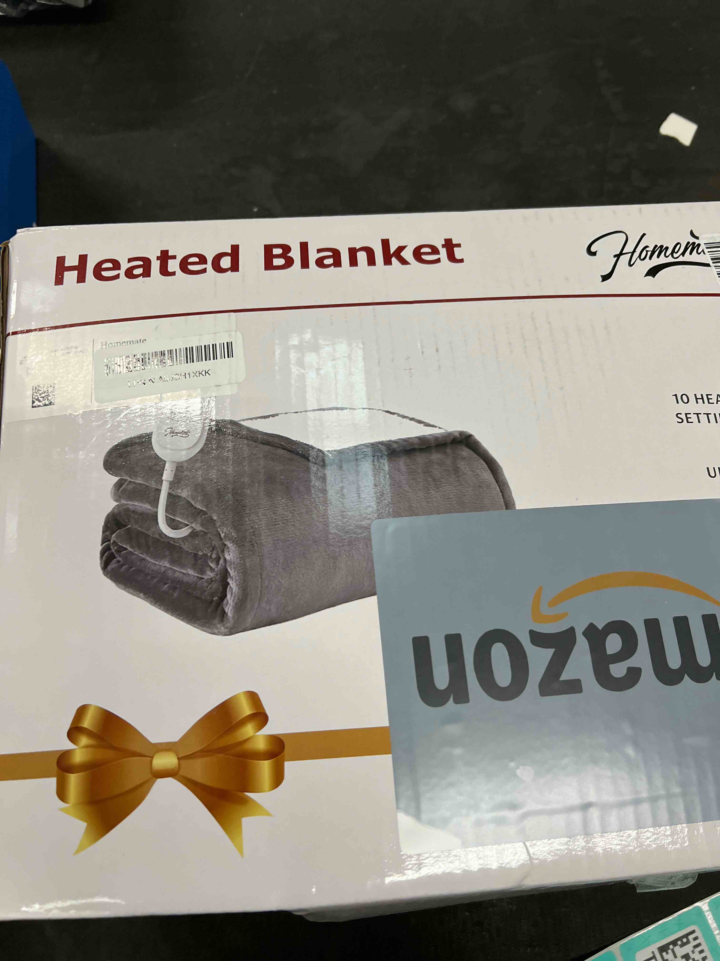 Condition photo showing Good Condition for Homemate Electric Heated Blanket Twin - 62"x84" Heating Bed Blankets Throw with 10 Heating Levels 8 Hours Auto Off Fast Heating Over-Heated Protection Ultra Soft Warm Flannel ETL Certified Grey Grey Twin 62"x84"