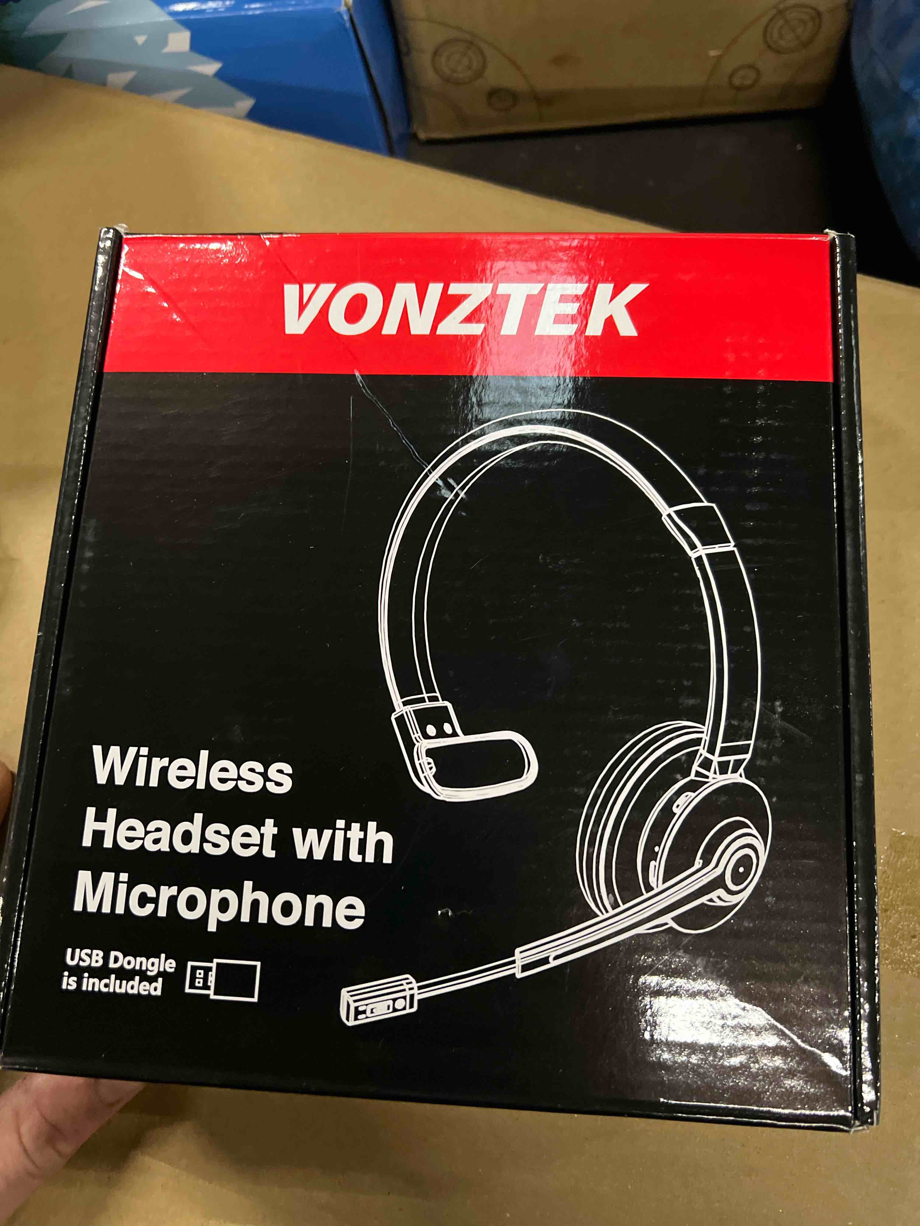 Condition photo showing Good Condition for Wireless Headset, Trucker Bluetooth Headset with Microphone Noise Canceling & Mute, Bluetooth Headphones with USB Dongle for Cell Phone Computer Call Work Home Office Meetings Teams Skype White Gold