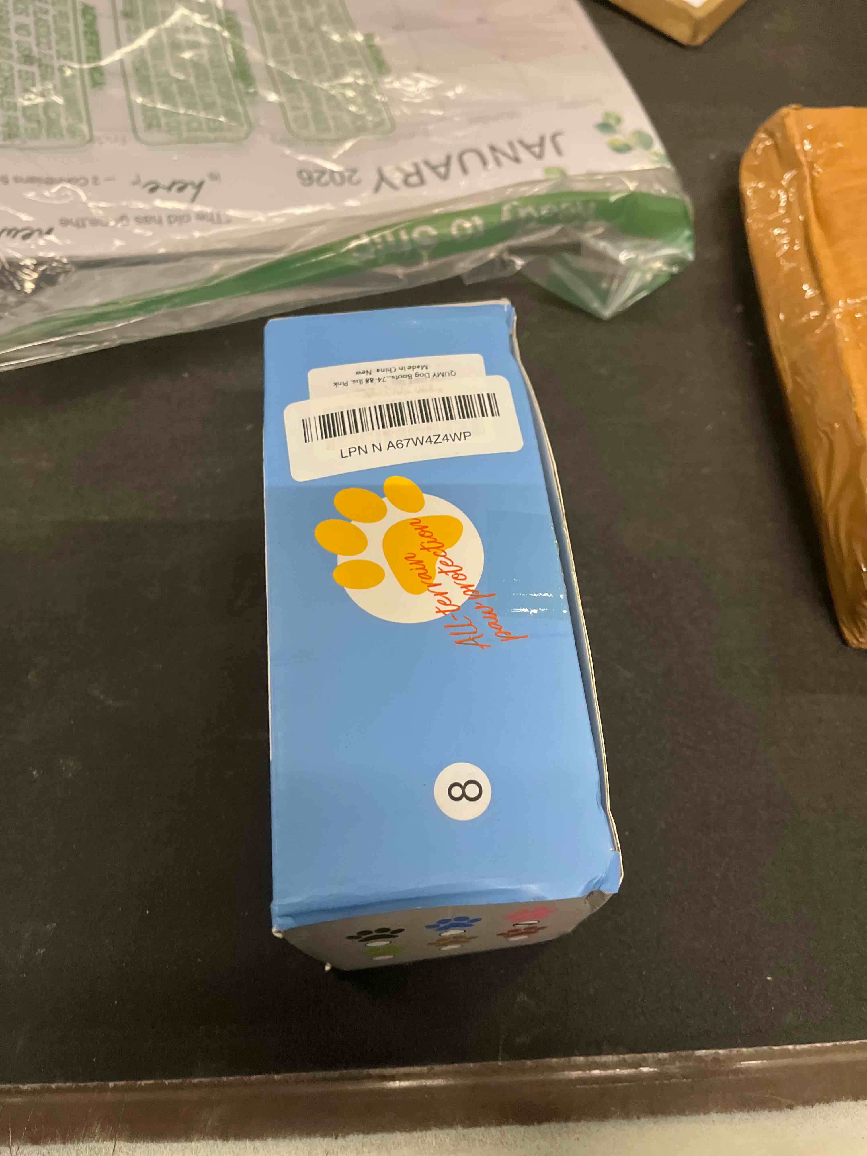 Condition photo showing Good Condition for QUMY Dog Shoes for Large Dogs, Medium Dog Boots & Paw Protectors for Winter Snowy Day, Summer Hot Pavement, Water-Resistant in Rainy Weather, Outdoor Walking, Indoor Hardfloors Skid-Resistant Sole Pink Size 8: 3.0''x3.3"(W*L) (Pack of 4)