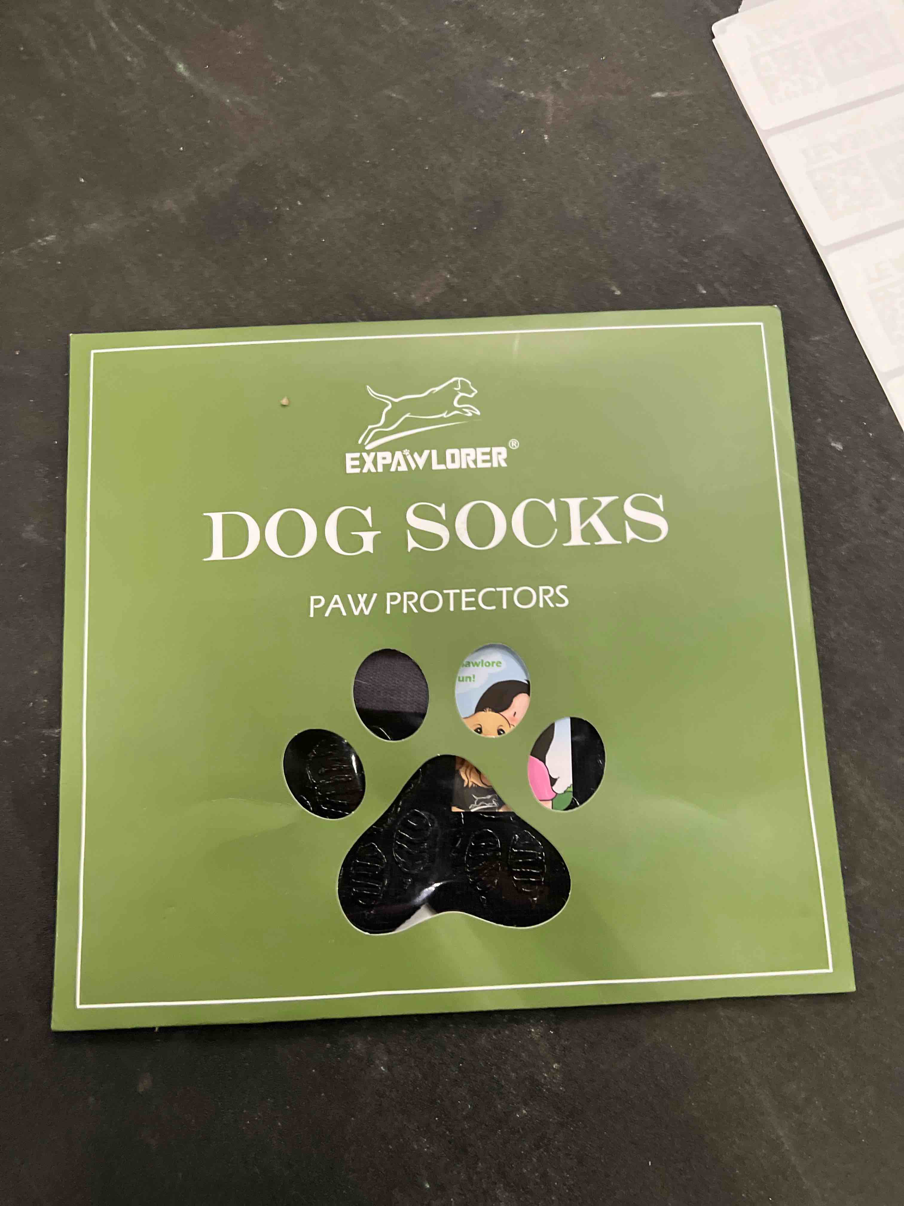 Condition photo showing Good Condition for EXPAWLORER Anti Slip Dog Socks to Prevent Licking Paws, Dog Shoes for Cold Winter Snow, Dog Booties for Hardwood Floors, Dog Boots & Paw Protectors with Grippers for Small Medium Large Senior Dogs M Medium Black
