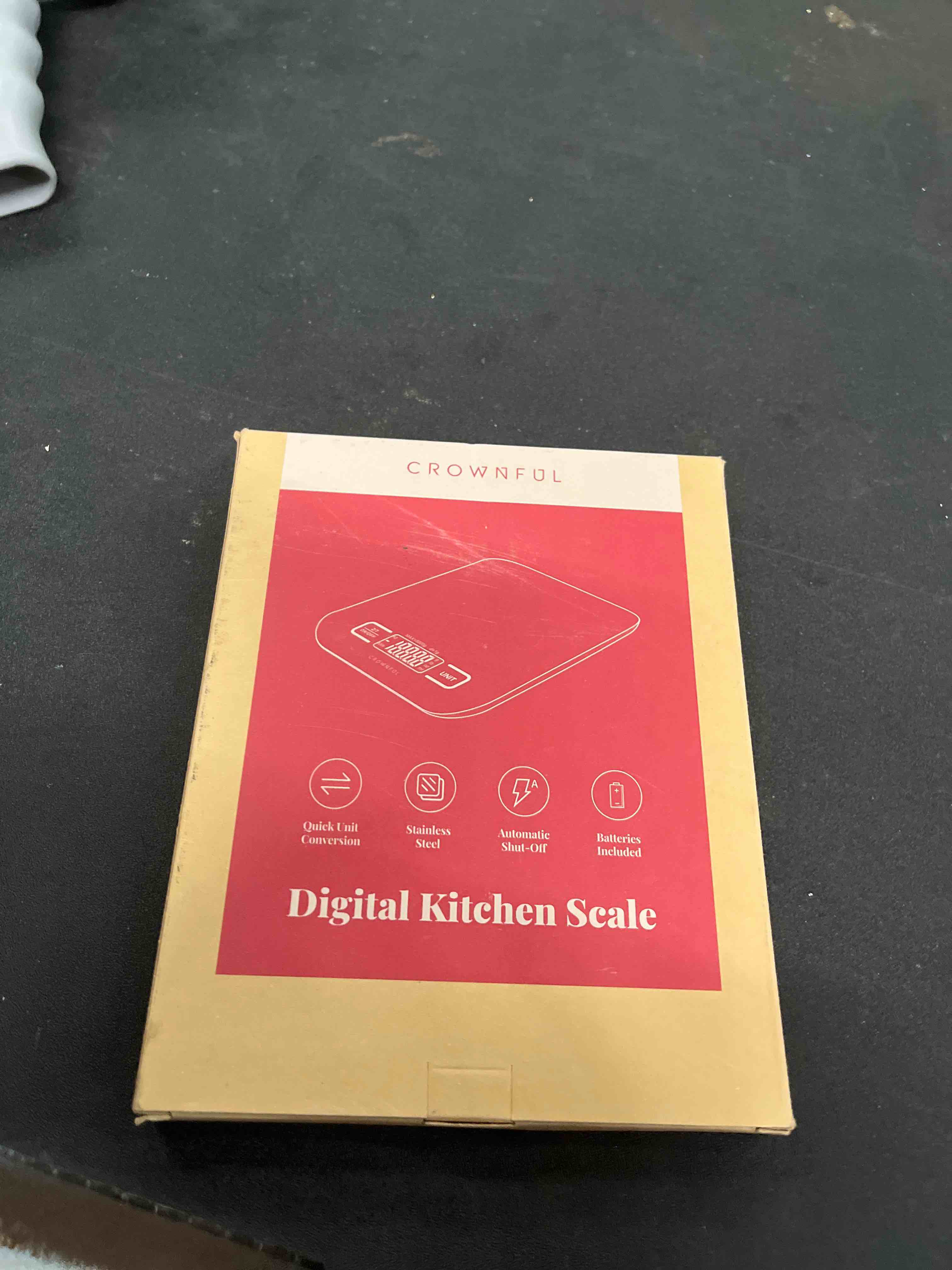 Condition photo showing Good Condition for CROWNFUL Food Scale, 11 lb Digital Kitchen Scales with Built-in Coin Battery, Weight Ounces and Grams for Cooking and Baking, 6 Units with Tare Function, LCD Display, 304 Stainless Steel Silver