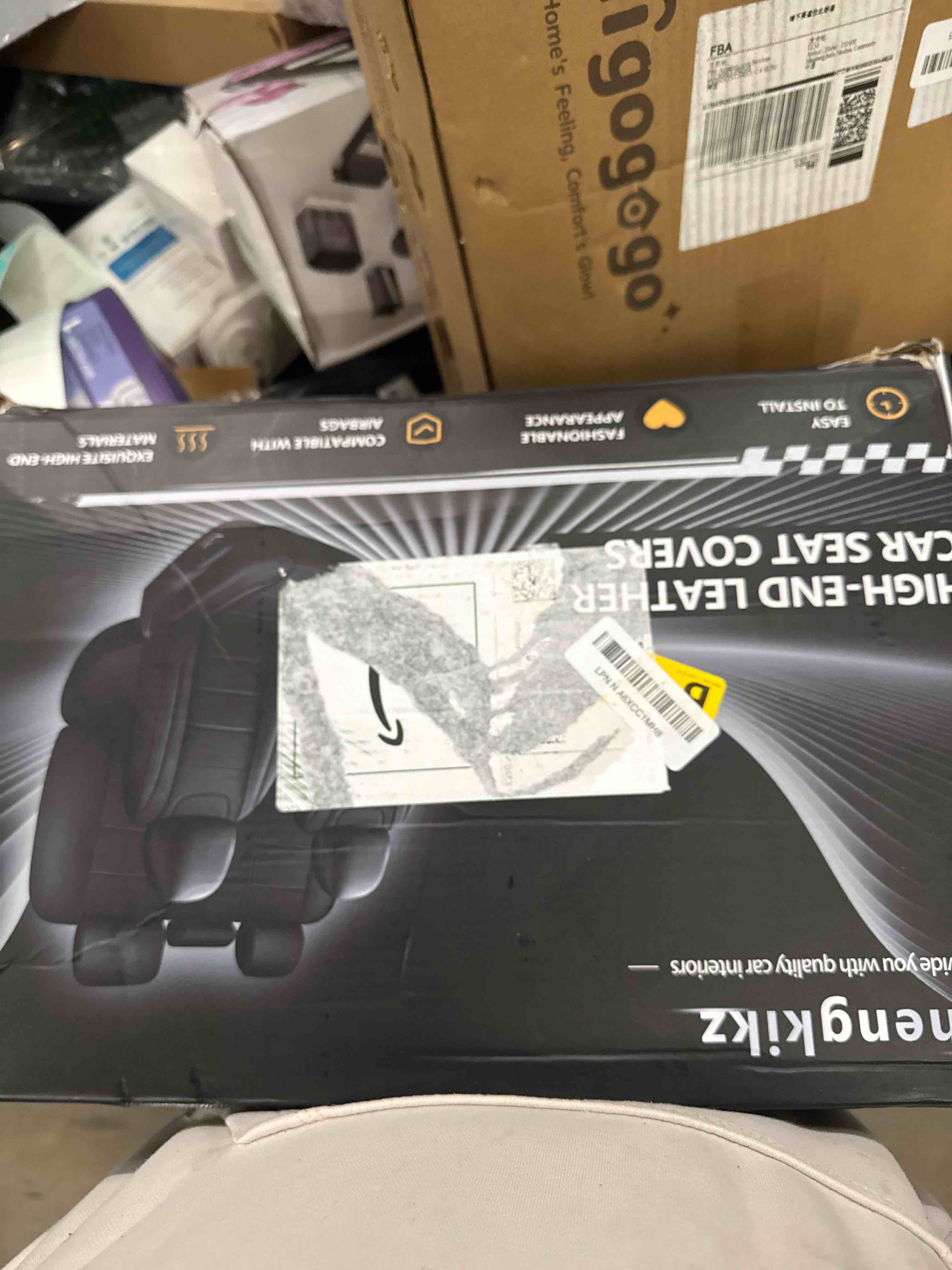 Condition photo showing Good Condition for Car Seat Covers, Quilting Leather Seat Covers Full Set, Waterproof Faux Leather Automotive Seat Covers for Cars,Universal Car Seat Protectors Fit for Cars,Suvs,Trucks,Airbag Compatible (N4) N4 Beige Complete Set (Front + Rear)