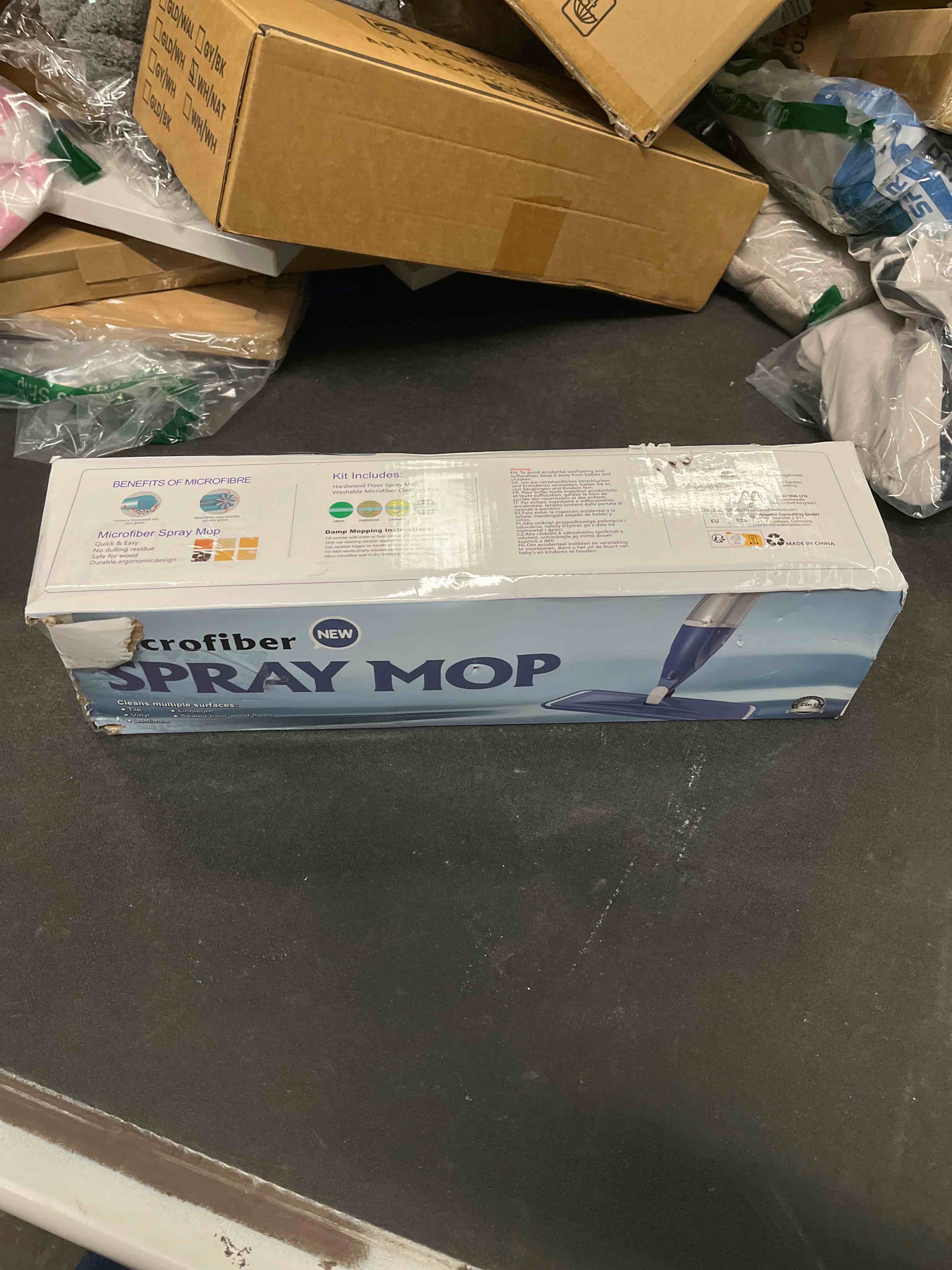 Condition photo showing Good Condition for Microfiber Spray Mop for Floors Cleaning: Wet Dry Hardwood Floor Mops with 3 Washable Reusable Pads for Swiffer Powermop - Flat Mop with Sprayer for Tile Wood Laminate Vinyl Marble Dark Blue