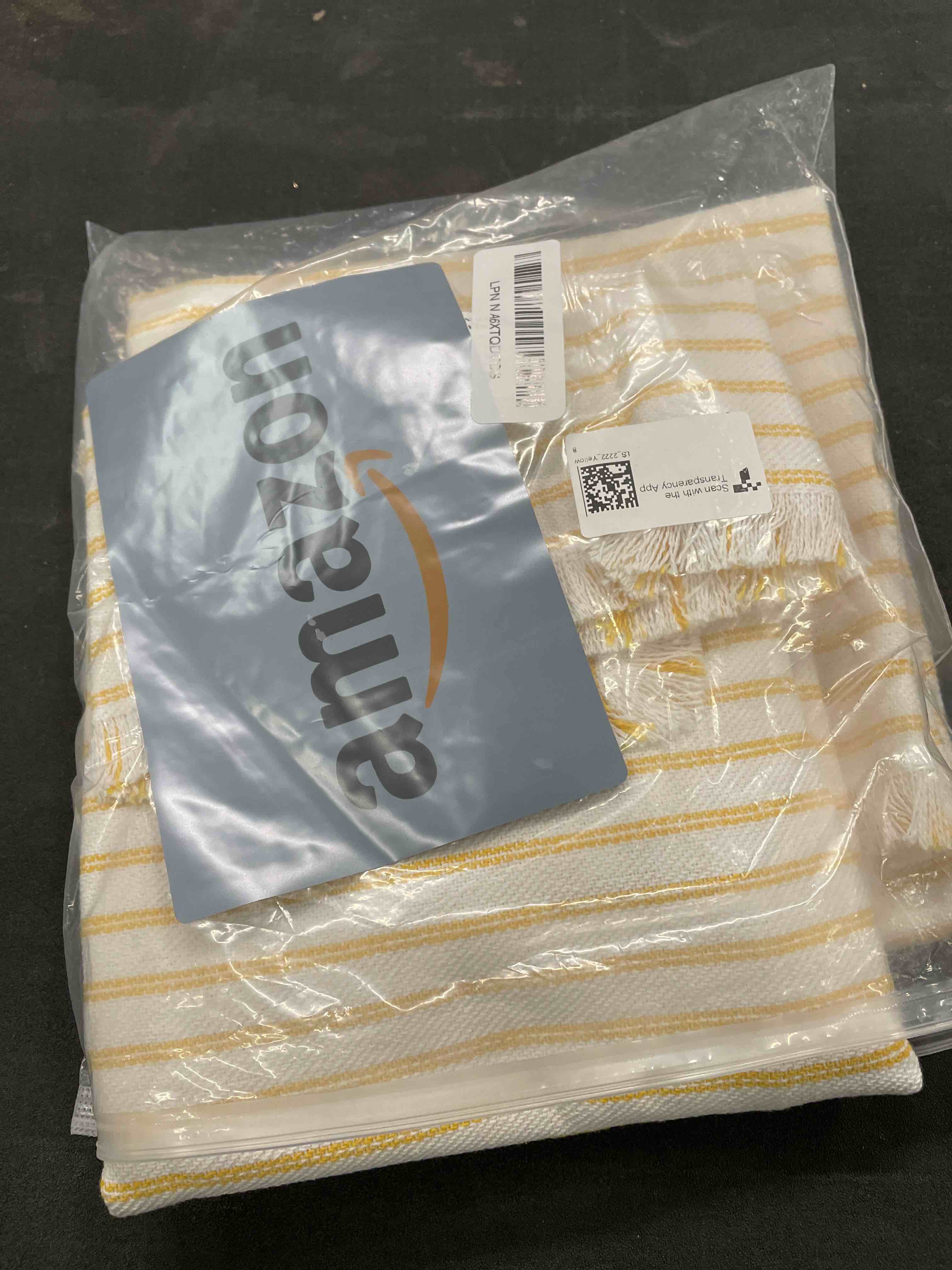 Condition photo showing Good Condition for Striped Farmhouse Throw Pillow Covers 22X22 Set of 2 Boho Pillow Cover with Fringe Tassel Chic Cotton Decorative Pillows Modern Neutral Square Cushion Pillowcase for Sofa Couch Bed,Yellow