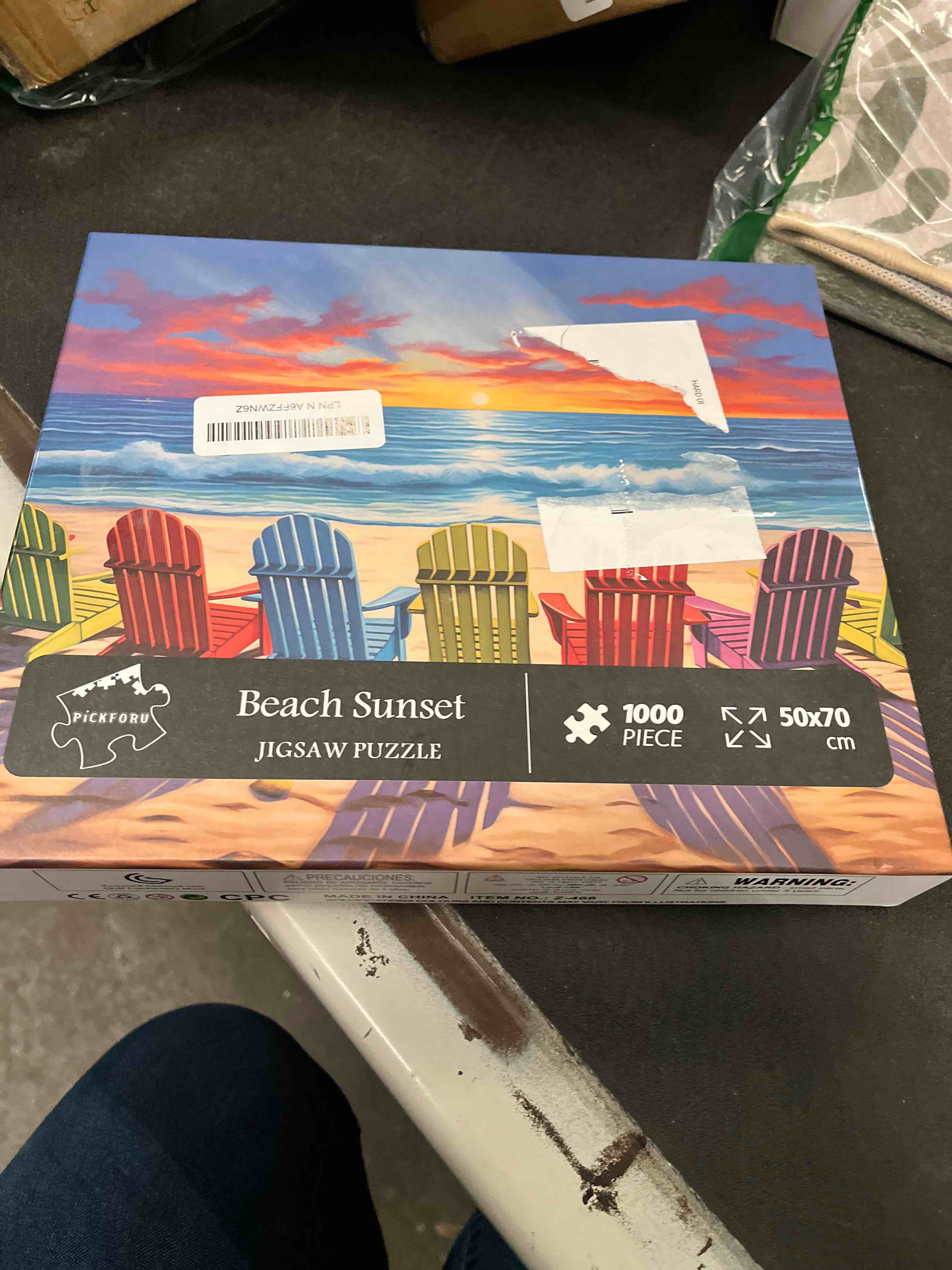 Condition photo showing Good Condition for Beach Puzzles for Adults 1000 Pieces and up, PICKFORU Colorful Puzzle Collection Lounge Chair Beach Scene, Summer Puzzle as Home Decor Beach-themed