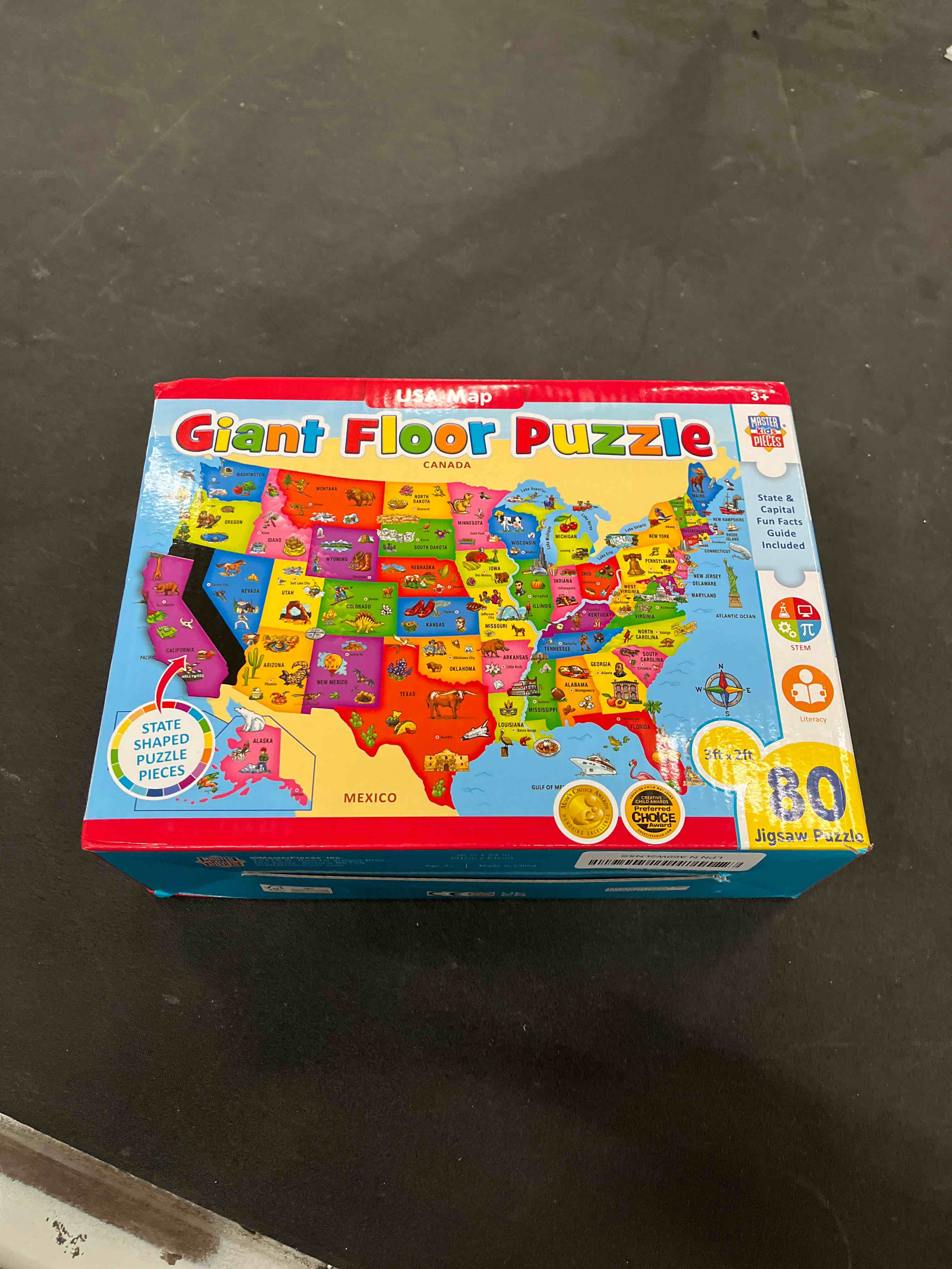 Condition photo showing Good Condition for MasterPieces Floor Puzzle - Jumbo Size 80 Piece Jigsaw Puzzle for Kids - USA Map Shaped Puzzle - 3ft