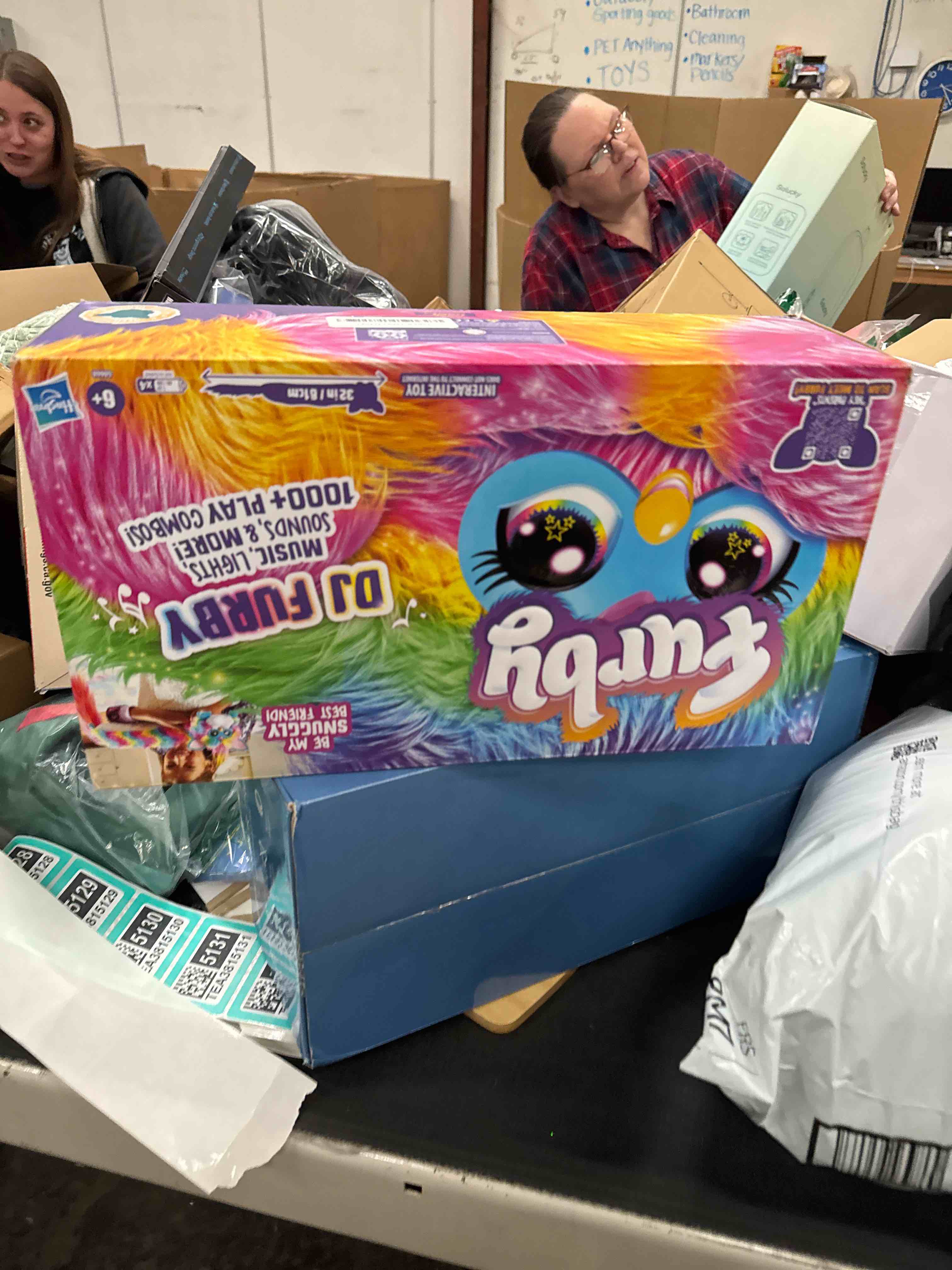 Condition photo showing As Is for FURBY DJ Interactive Toy, Super Snuggly Rainbow Electronic Plush with Music, Lights, Motion, & Games, Speaks English & Furbish, 32in Long, Ages 6+ DJ Furby