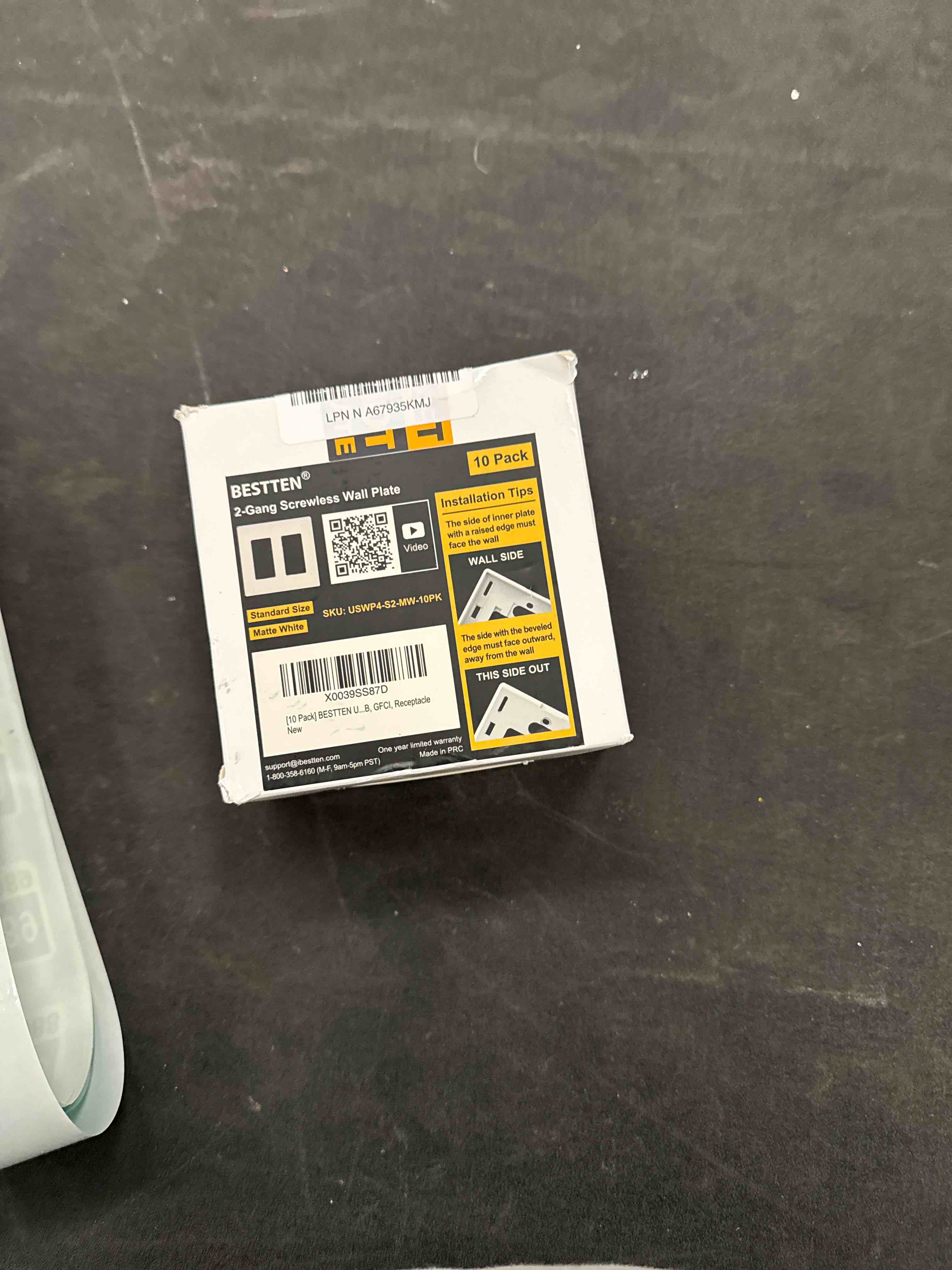 Condition photo showing Good Condition for BESTTEN (10 Pack) USWP4 Matte White Series 2-Gang Decor Screwless Wall Plate, Decorator Outlet Cover, H4.69” x W4.73”, for Light Switch, Dimmer, USB, GFCI, Receptacle, UL Listed 2 Gang 10PK Matte Off White