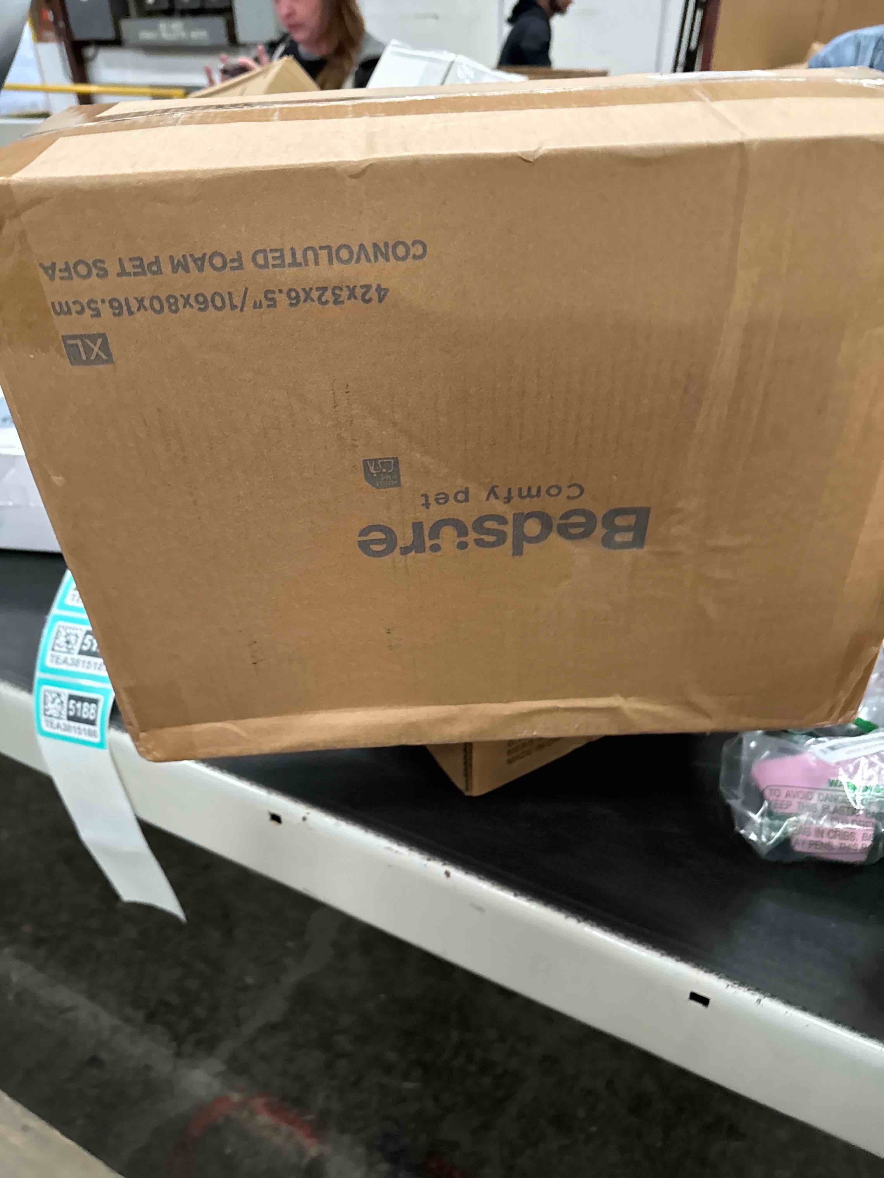 Condition photo showing Good Condition for Bedsure XL Orthopedic Dog Bed for Extra Large Dogs - Washable XLarge Dog Cat Bed Waterproof, Comfort Dogs Couch Sofa with Washable Removable Cover, Pet Bed with Nonskid Bottom, Ivory, 42" 42"L x 32"W x 6.5"Th Ivory