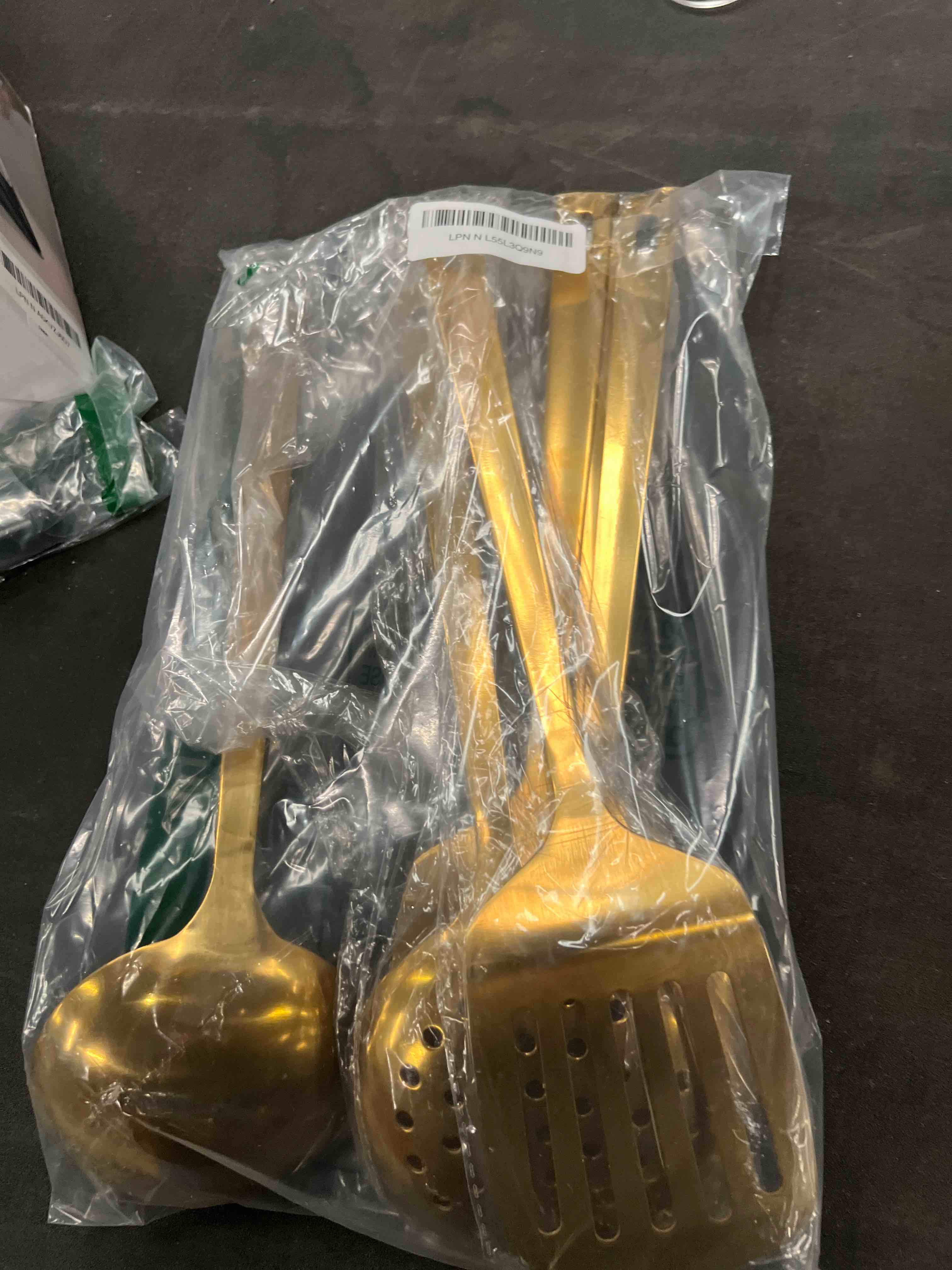 Condition photo showing Good Condition for Evanda Gold Kitchen Utensils Set 6pcs, Titanium Plating Stainless Steel Cooking Utensils Set, Heavy Duty Kitchen Tools Spatulas Set, Home Essentials Kitchen Gadgets Accessories 2.Gold