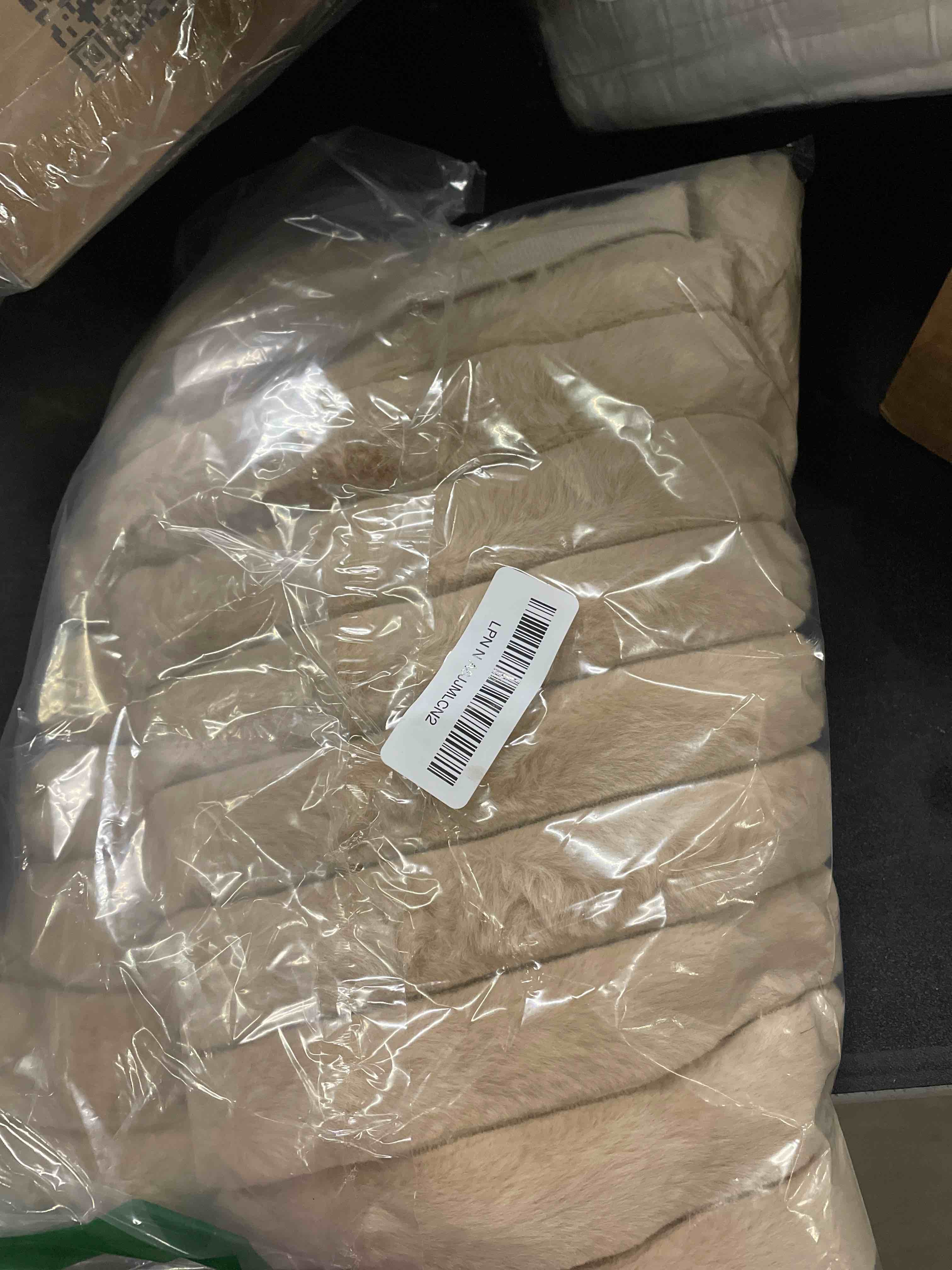 Condition photo showing Good Condition for Pallene Faux Fur Plush Throw Pillow Covers 24x24 Set of 2, Luxury Soft Fluffy Striped Decorative Pil