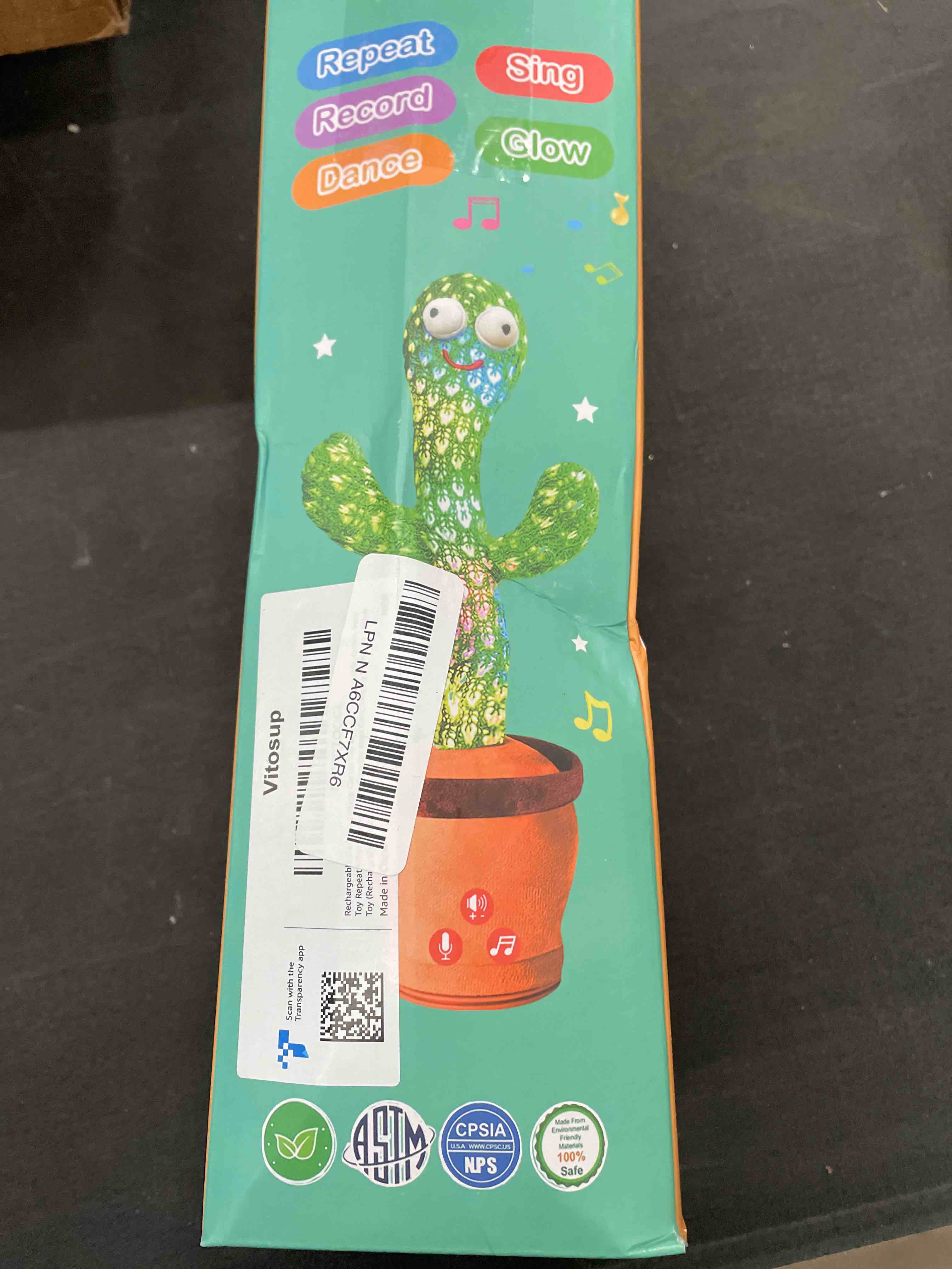 Condition photo showing Good Condition for Rechargeable Dancing Talking Cactus Toy w/Volume Adjustable, Cactus Baby Toy Repeat What You Say, Baby Toys for Boys Girls, Singing Mimicking Cactus Toy, Birthday or Chirstmas Gifts for Grandkids Rechargeable Drumming Cactus