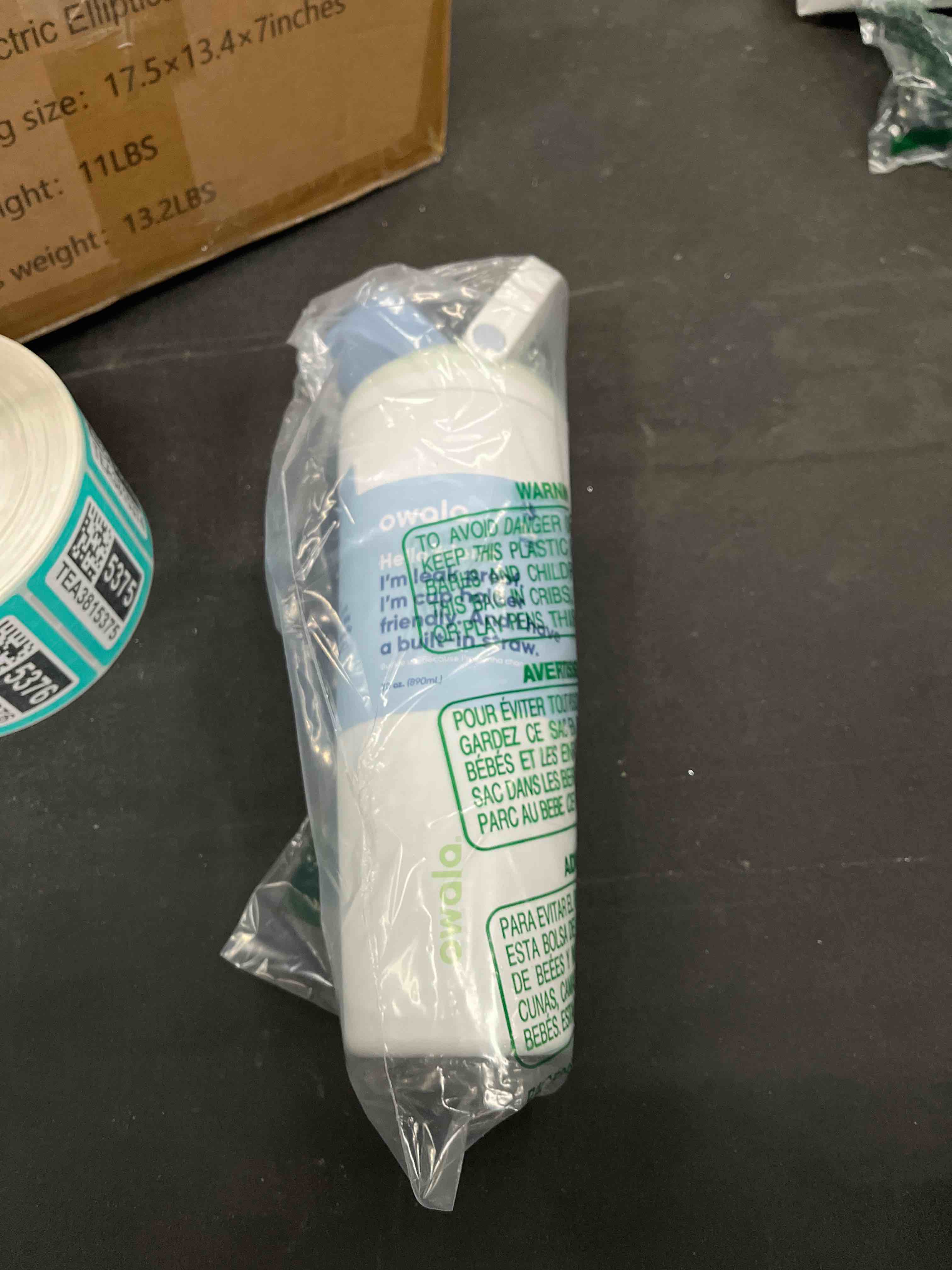 Condition photo showing Good Condition for Owala FreeSip Sway Insulated Stainless Steel Water Bottle with Two-Way Spout, Built-In Straw and Bucket Handle, Made for Travel, School, and Sports, 30oz, BPA Free, Leak Proof, Iced Breeze Iced Breeze 30 Ounces