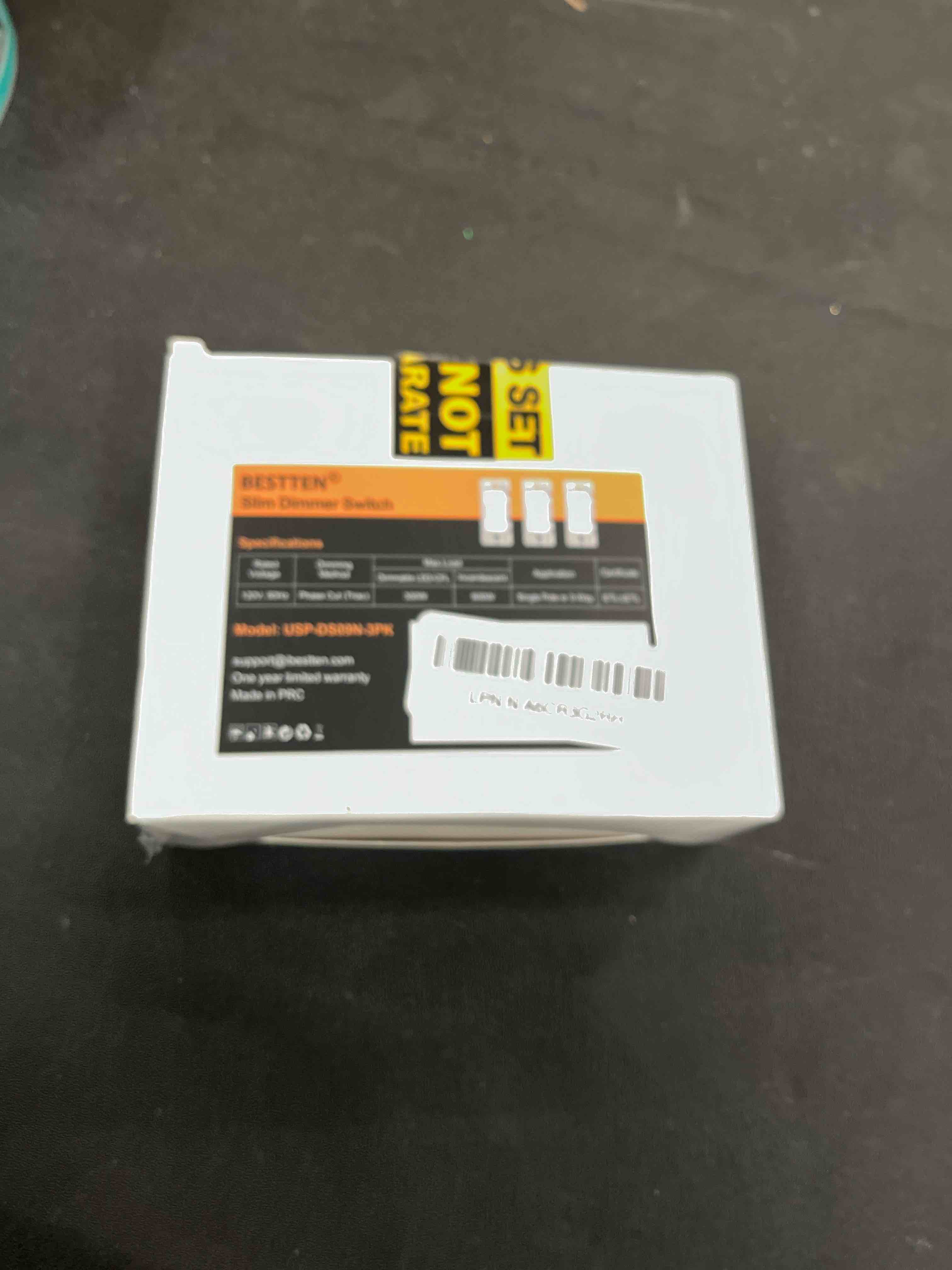 Condition photo showing Good Condition for BESTTEN 3 Pack Slide Dimmer Light Switch, Quiet Rocker, Super Slim Single Pole or 3 Way Dimmable Switch, Max 300W LED, CFL, 600W Incandescent, ETL Listed, White