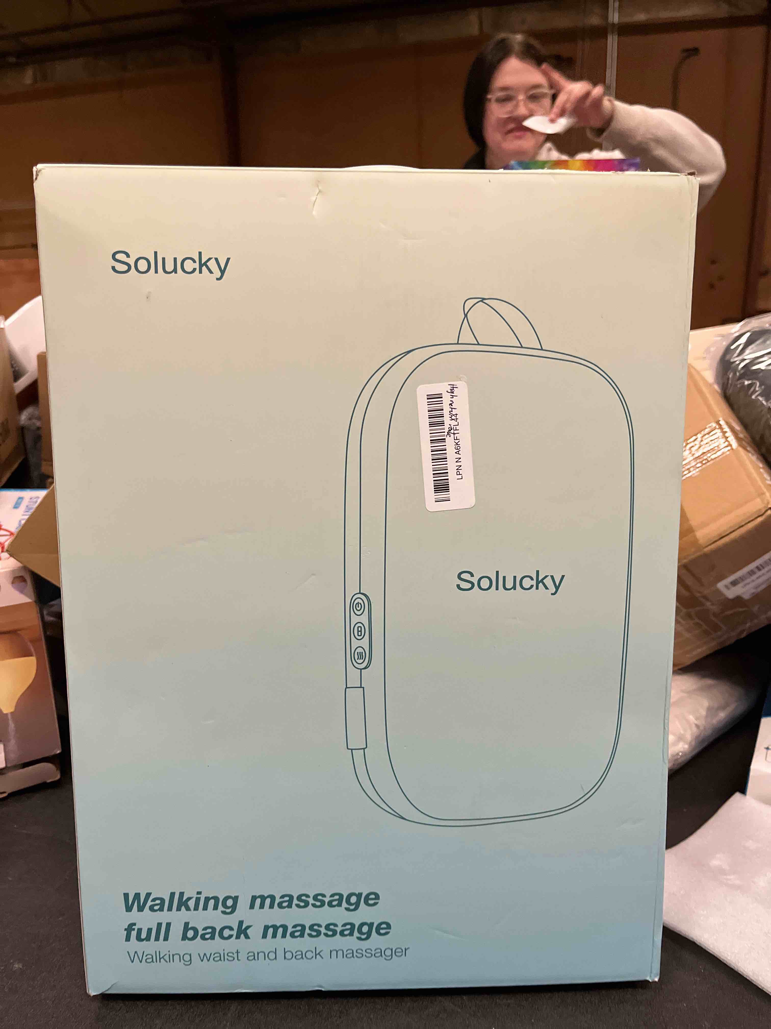 Condition photo showing Good Condition for Solucky Back Massager for Pain Relief Deep Tissue, Back Massager with Heat, Deep Kneading Massage for Back, Adjustable Intensity & Dual Modes, Red Light Heating Therapy, 12V Corded for Home & Office Black