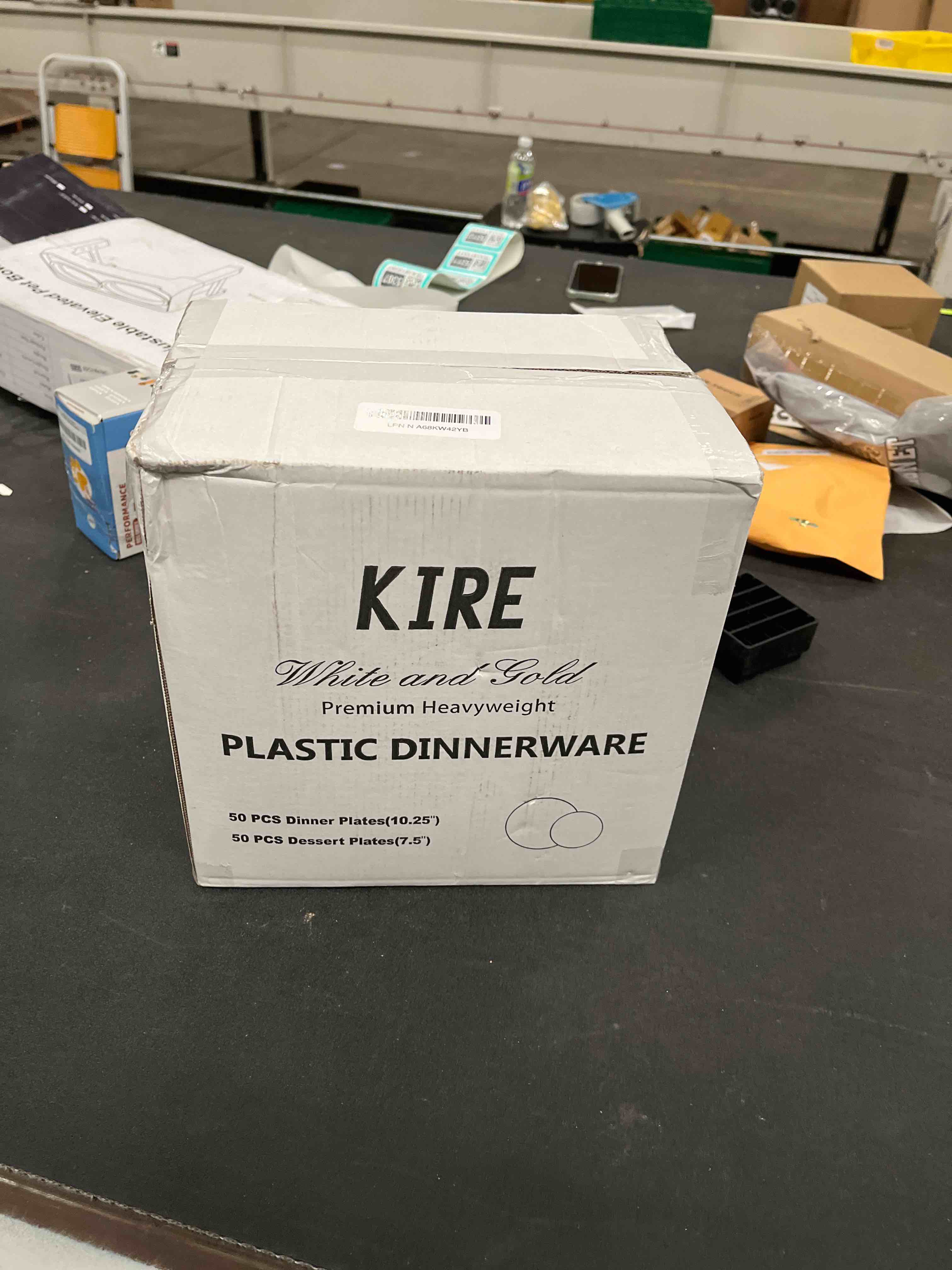 Condition photo showing Good Condition for KIRE 100PCS Disposable Plates - White with Gold Rim for Thanksgiving Party/Wedding - Includes 50Pieces 10.25inch Dinner and 50Pieces 7.5inch Dessert/Salad Plates Gold 100 PCS