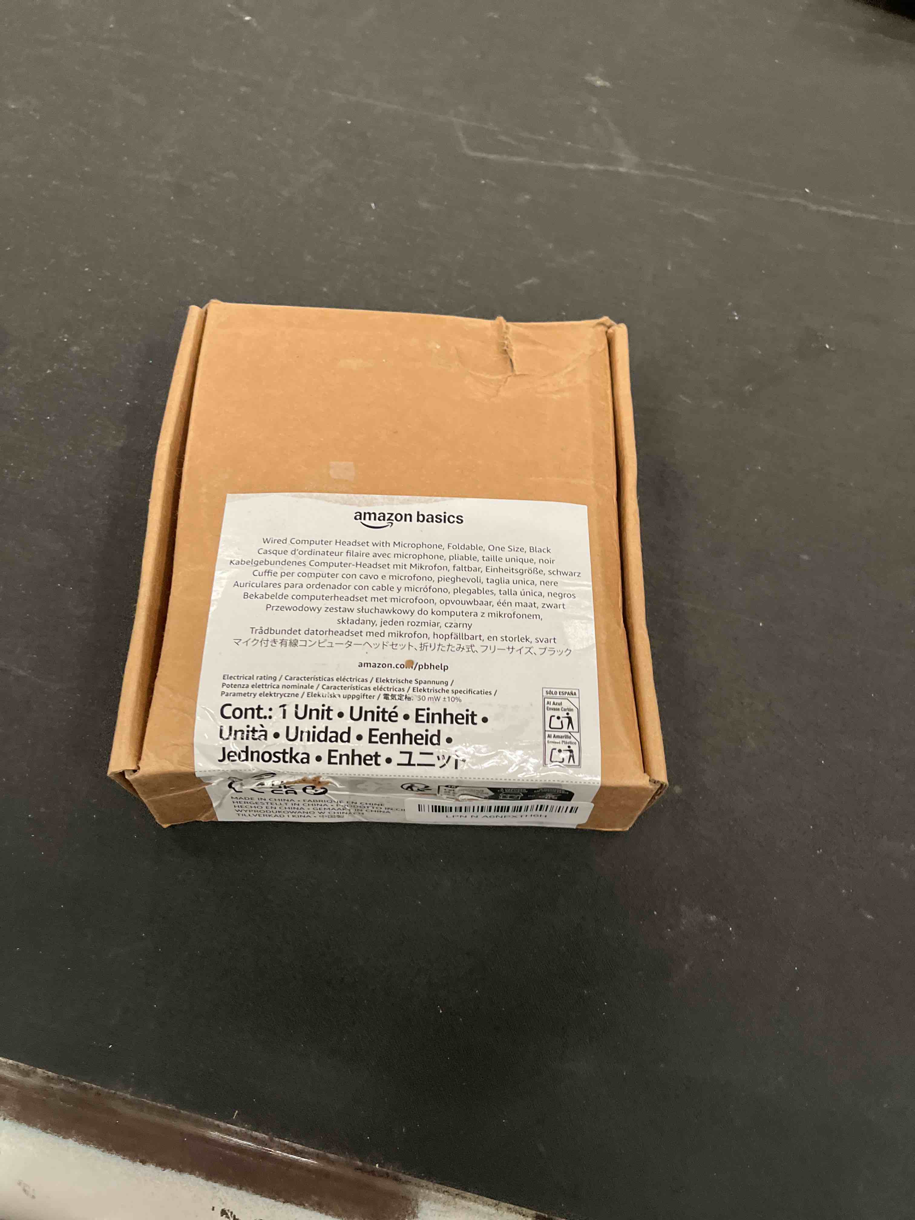 Condition photo showing Good Condition for Amazon Basics On Ear Wired Computer Headset with Adjustable Microphone, 3.5mm Port or in Line Control with USB-A Port, Foldable, One Size, Black
