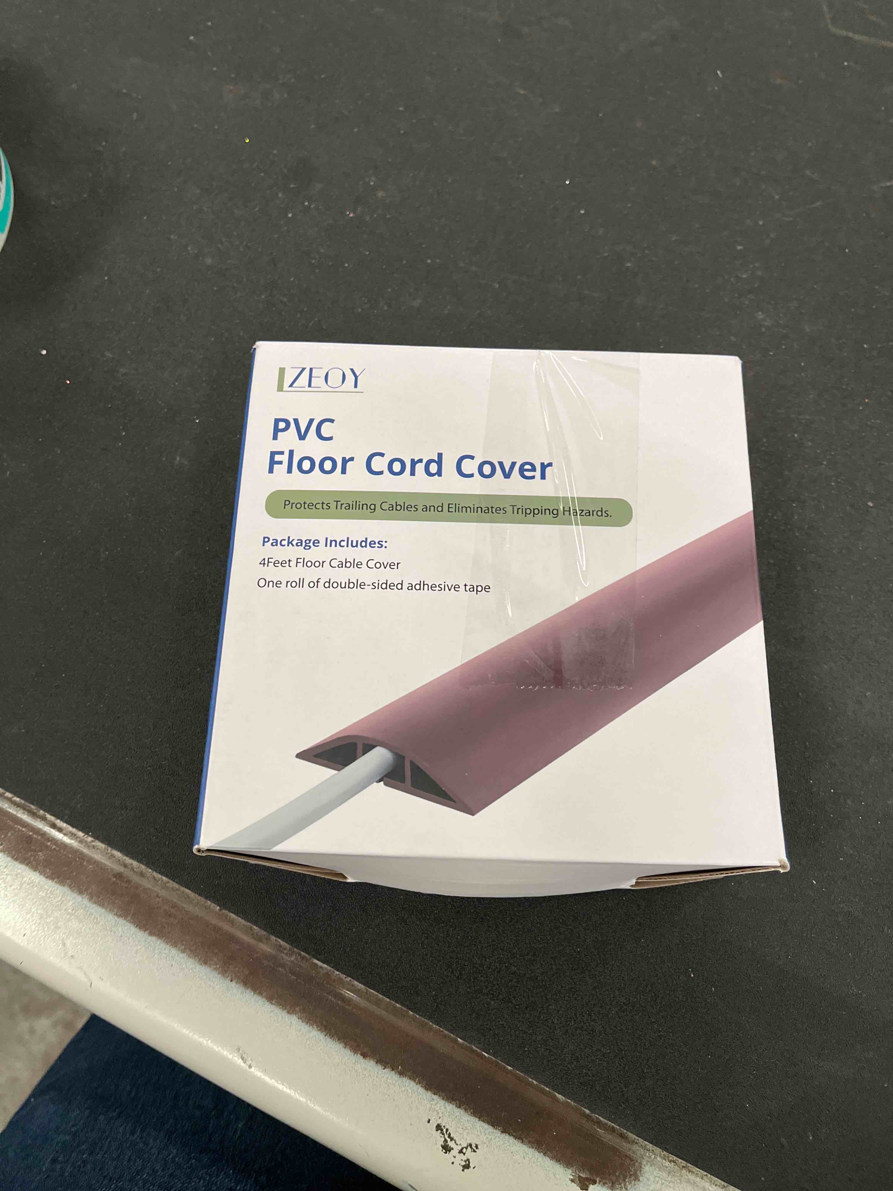 Condition photo showing Good Condition for 4FT Cord Cover Floor, Extension Brown Cord Hider Floor, Power Cable Cover Cord Protector, Soft PVC Wire Covers for Cords, Cable Management Hide Cords - Cavity: 0.47" (W) x 0.24" (H) Medium-4ft Brown