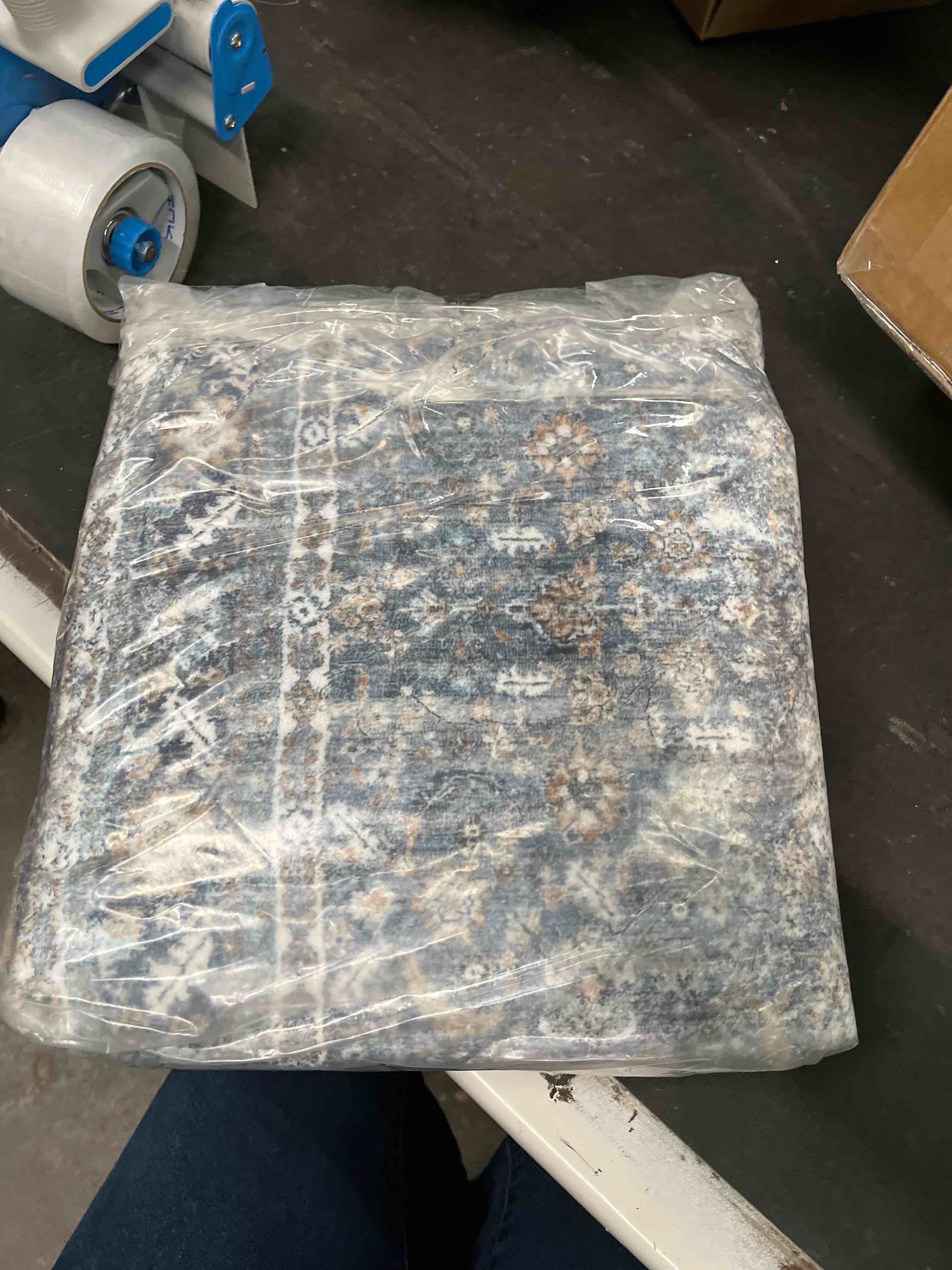 Condition photo showing Good Condition for OPPODREAM Thin Vintage Blue 2x8 Runner Rug, 2 x 8 Retro Washable Rug Non Slip, Low-Pile Faux Wool Ca