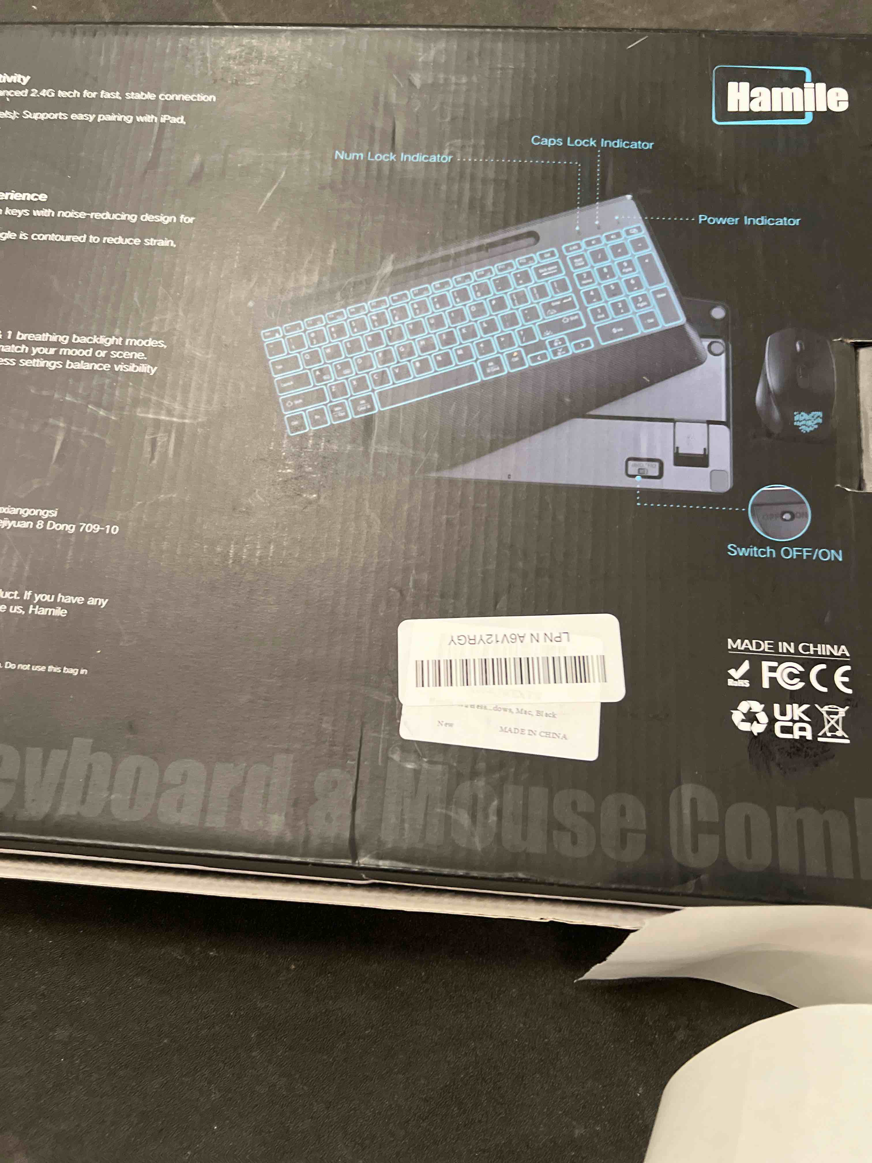 Condition photo showing Good Condition for Hamile 2.4G&Bluetooth Wireless Keyboard - Light Up Keyboards with Wrist Rest - 8 Backlit Effects - Slim Rechargeable Silent with Holder for Windows, Mac, Black