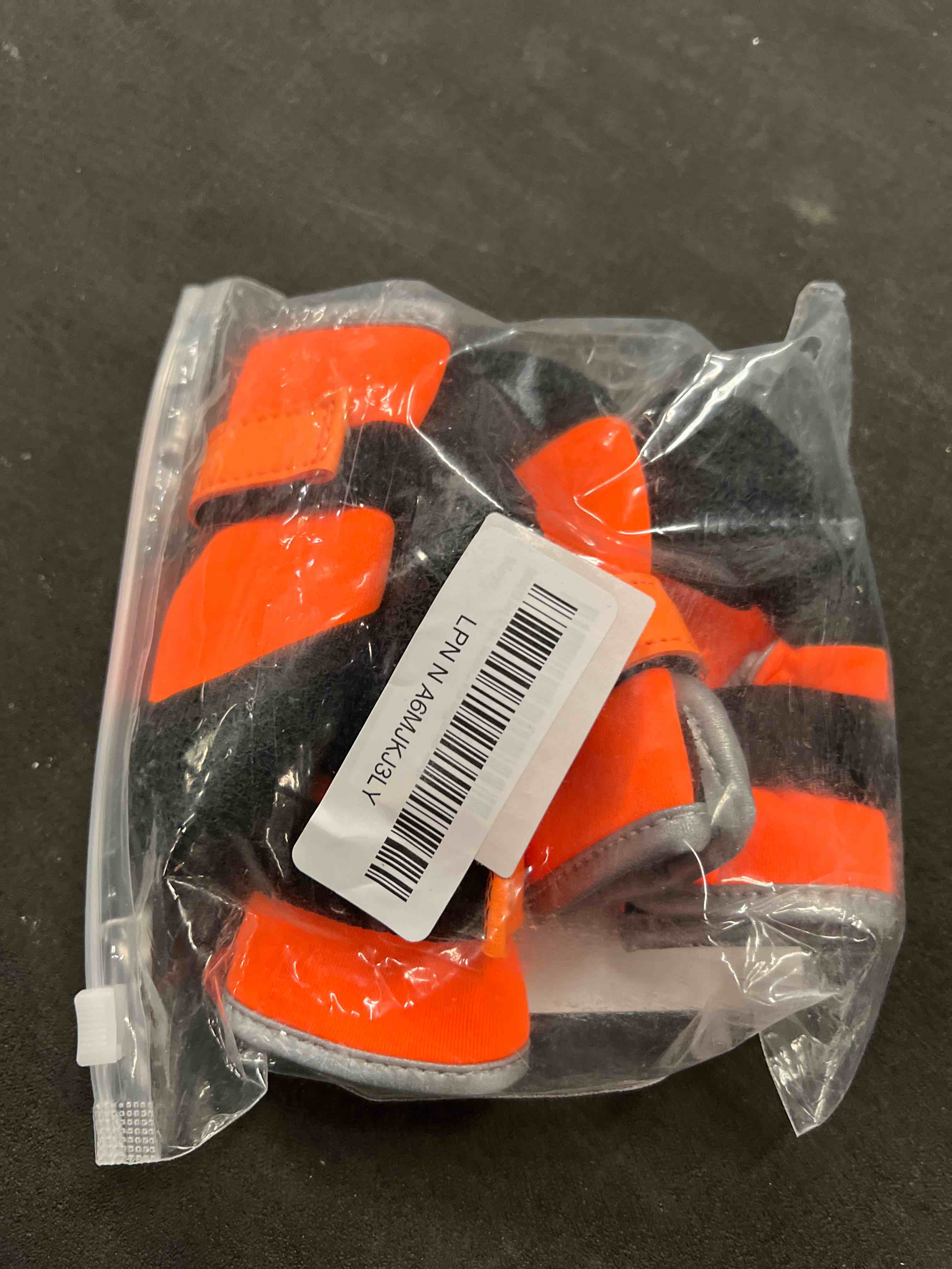 Condition photo showing Good Condition for Dog Shoes, Outdoor Dog Boots Non-Slip Waterproof Dog Booties for Medium to Large Dogs 4Pcs for Winter Snowy Day, Summer Hot Pavement with Rugged Sole Orange Orange Size 3:?2.5''x1.9'')(L*W) for 23-33lbs